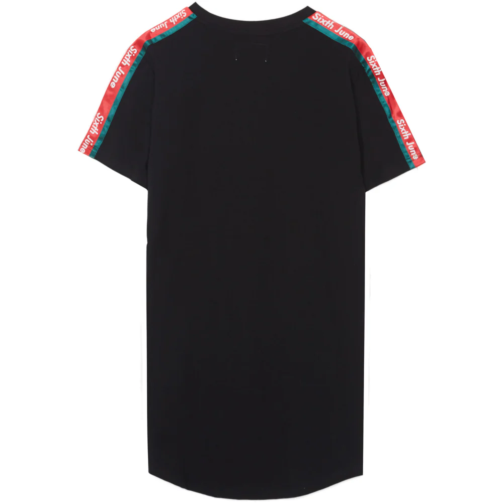 T-shirt bandes bicolores logo noir rouge vert - Image 6