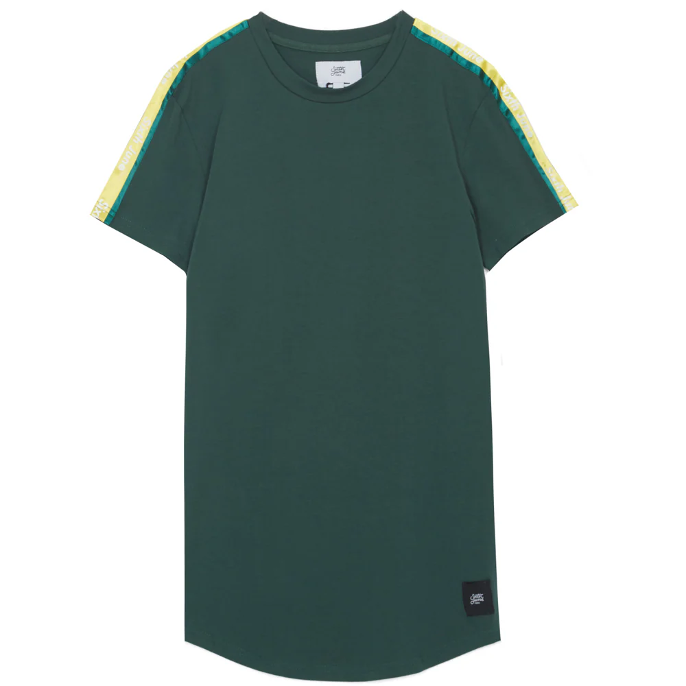 T-shirt bandes bicolores logo vert jaune