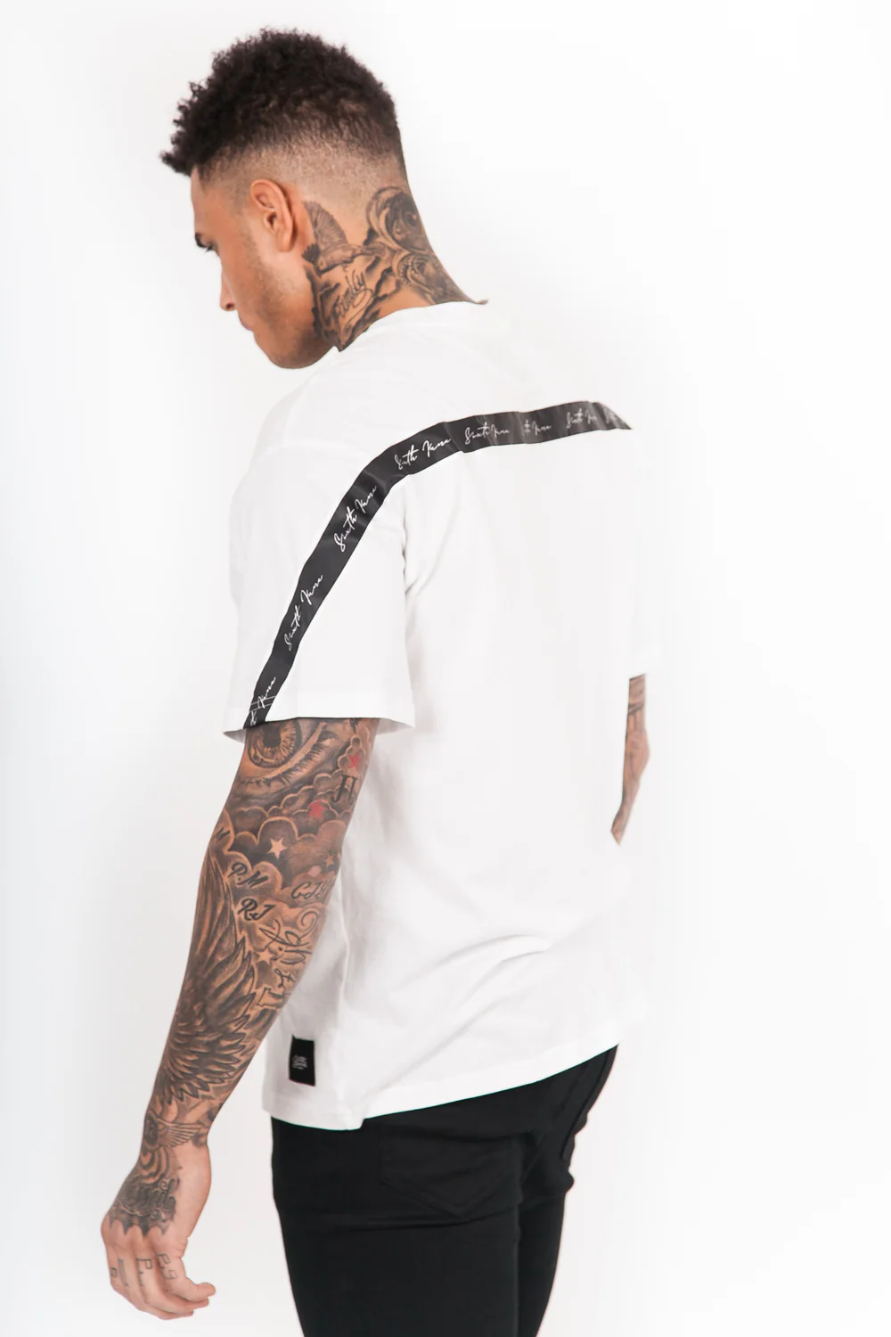 T-Shirt bandes dos blanc - Image 3