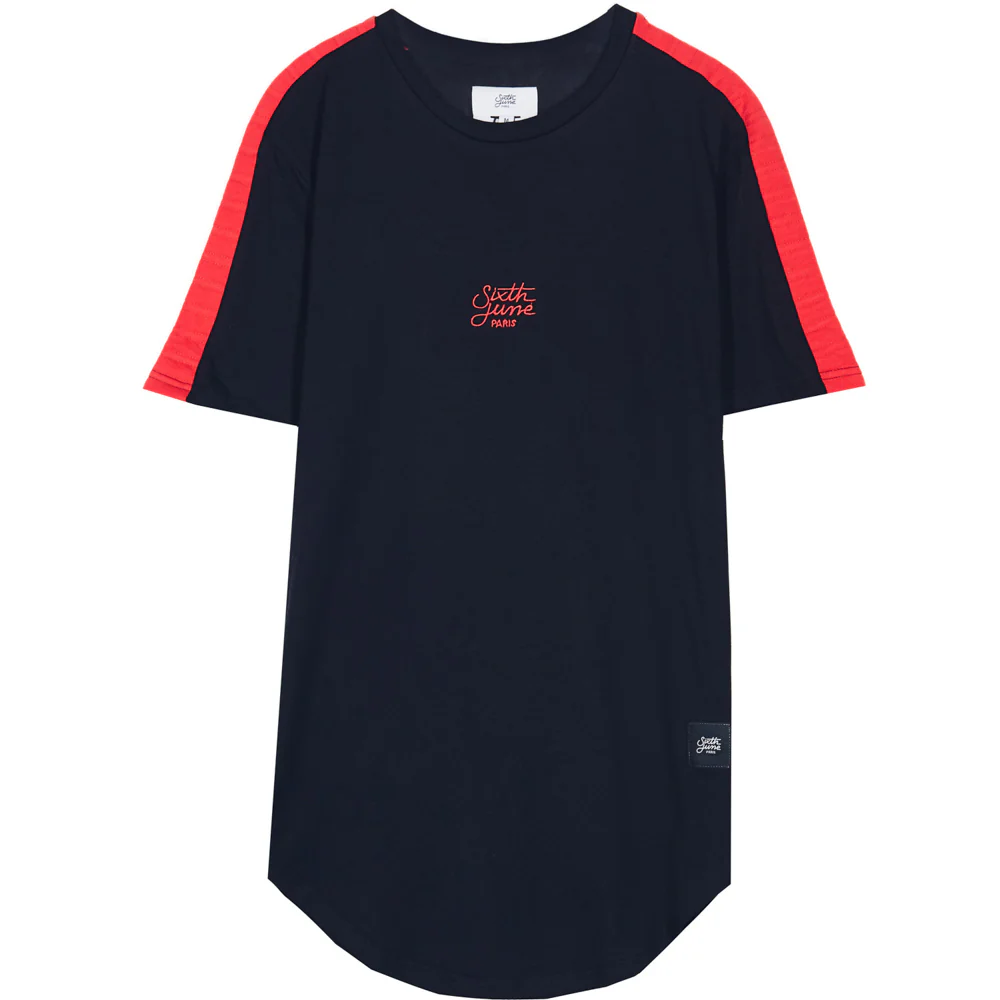 T-shirt bandes matelassées noir rouge