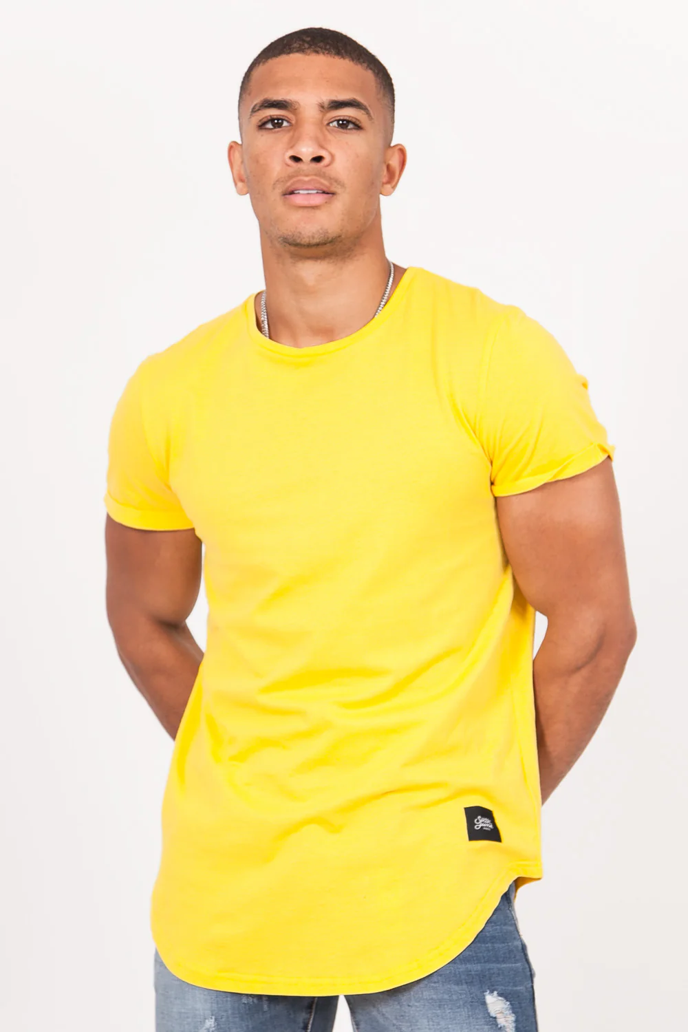 T-shirt bas arrondi Jaune
