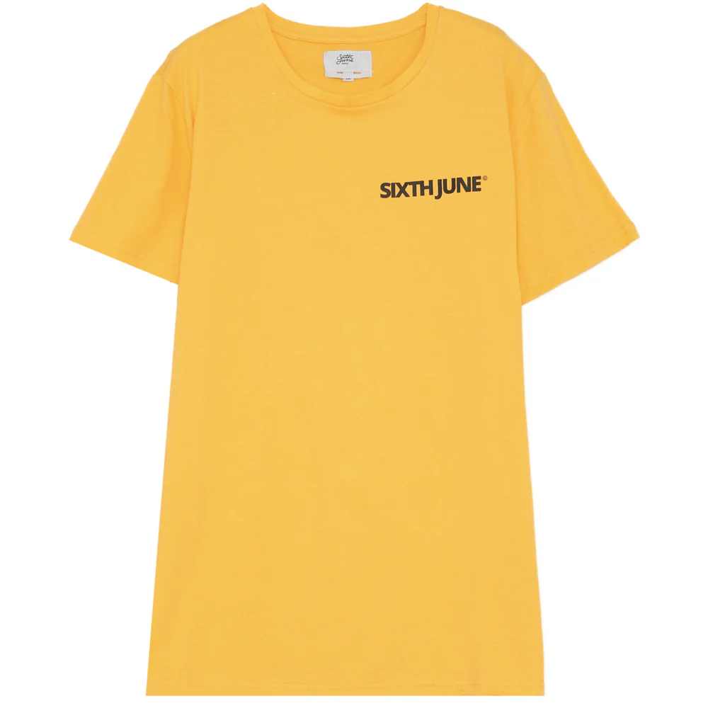 T-shirt imprimé double logo Jaune
