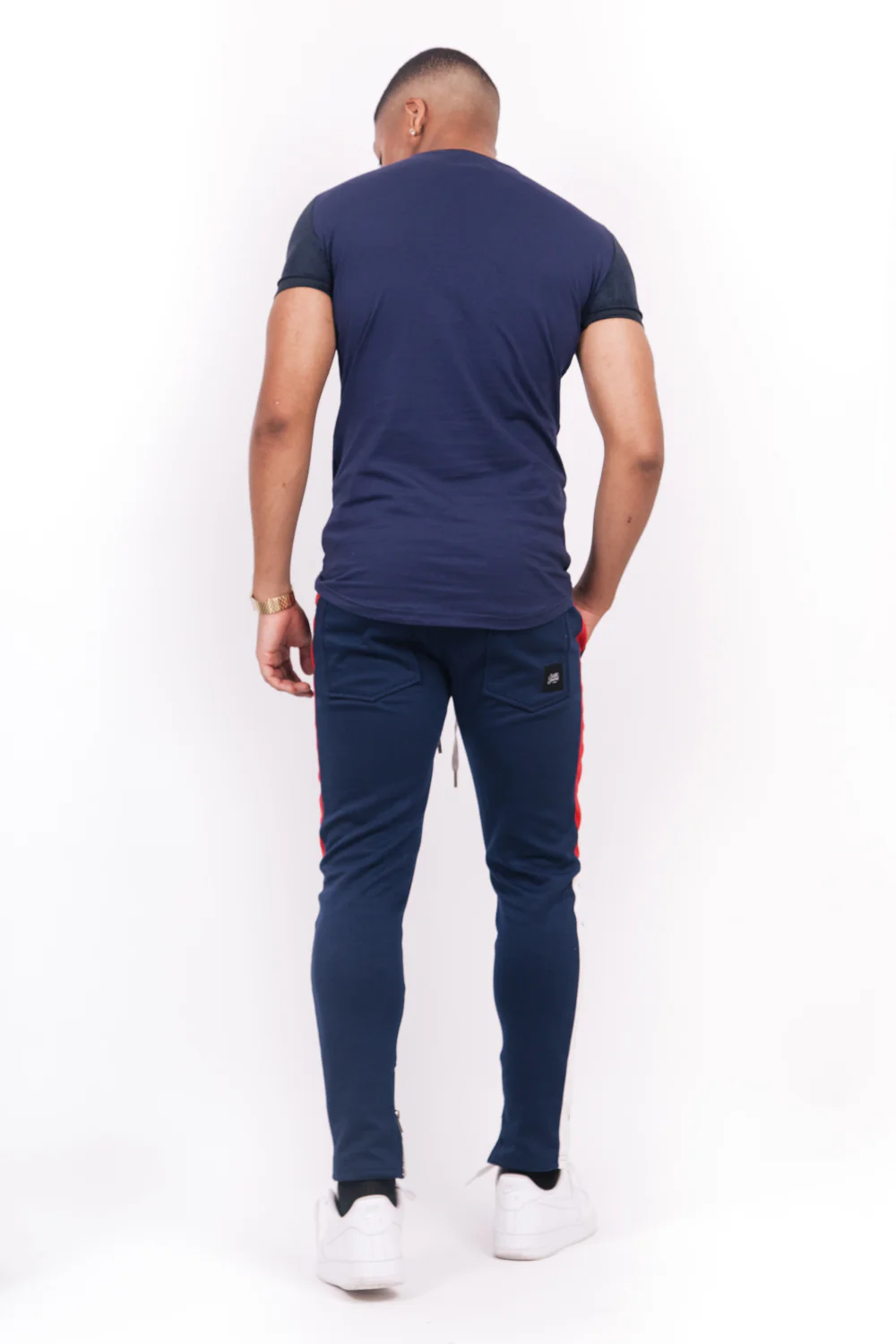T-shirt bi-matière bande V bleu - Image 4