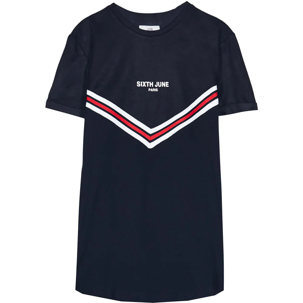 T-shirt bi-matière bande V noir
