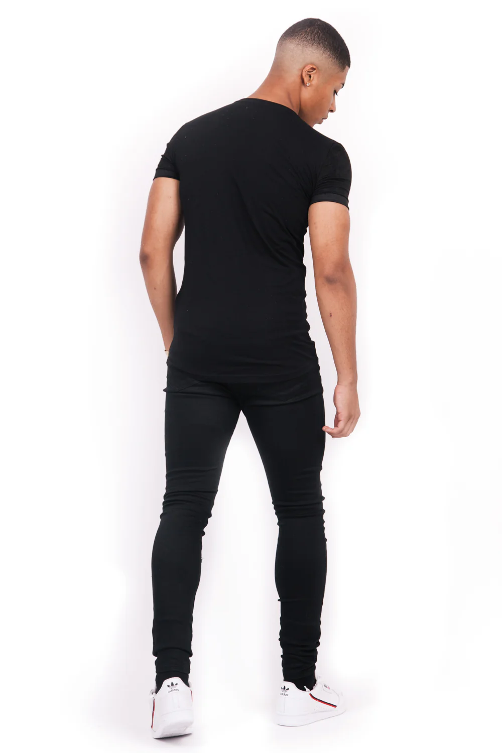 T-shirt bi-matière bande V noir - Image 5