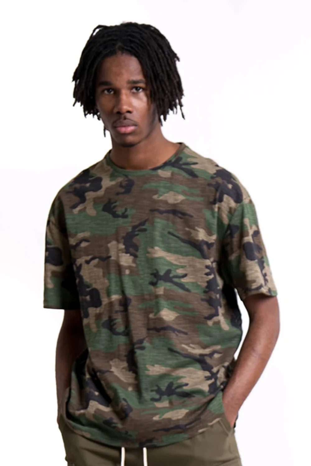 T-shirt camouflage bandes tombantes vert - Image 2