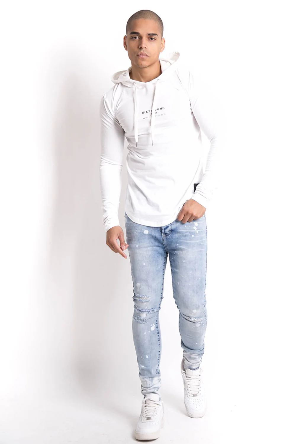 T-shirt capuche GPS manches longues blanc - Image 2