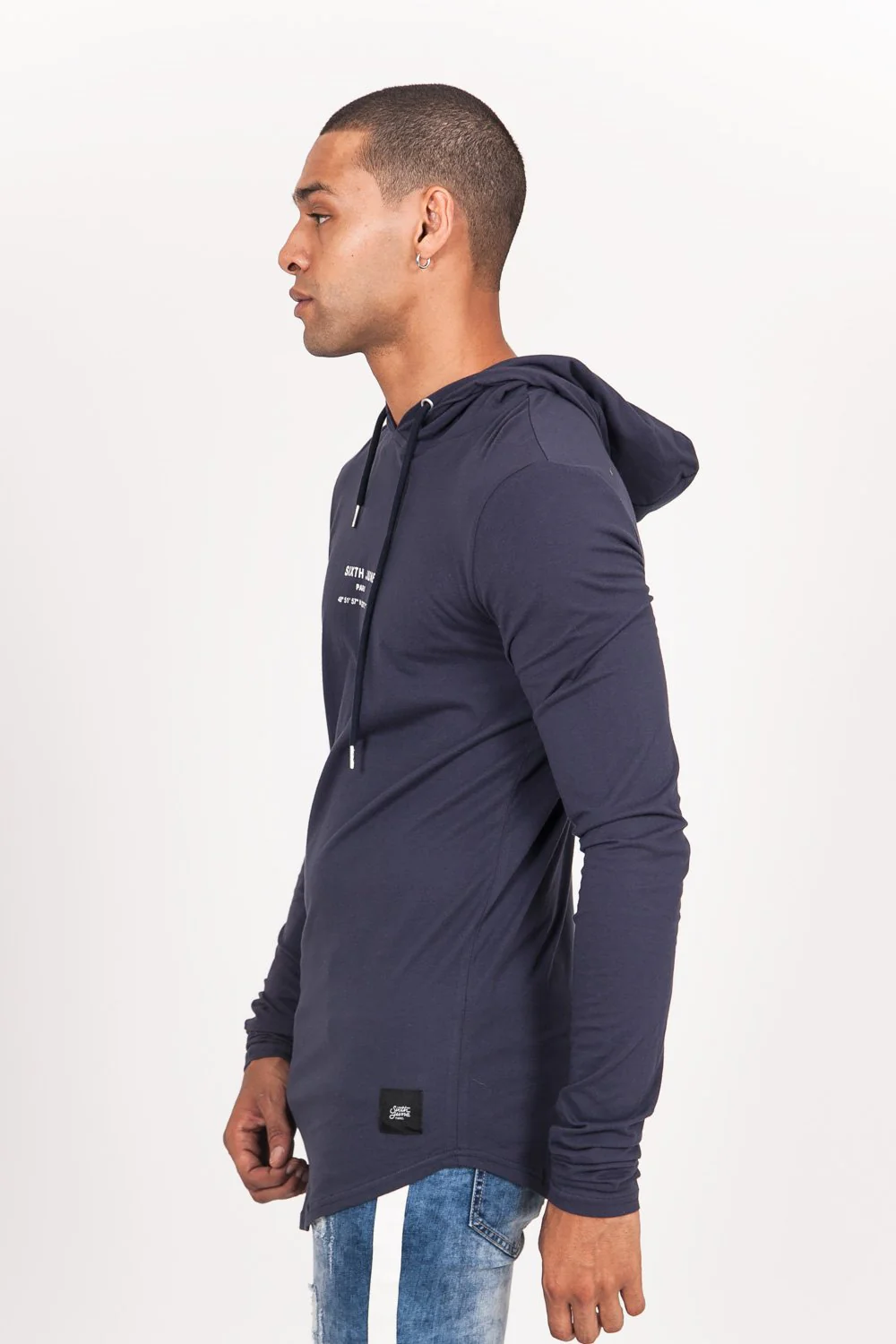 T-shirt capuche GPS manches longues bleu - Image 4