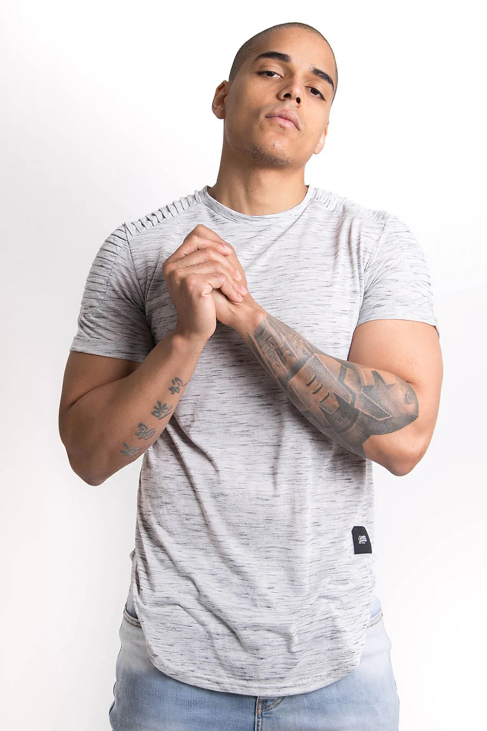 T-shirt chiné biker gris - Image 2