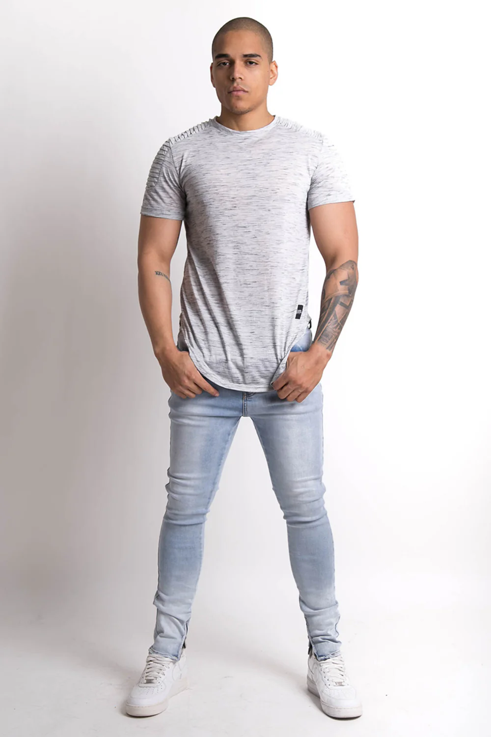 T-shirt chiné biker gris - Image 3