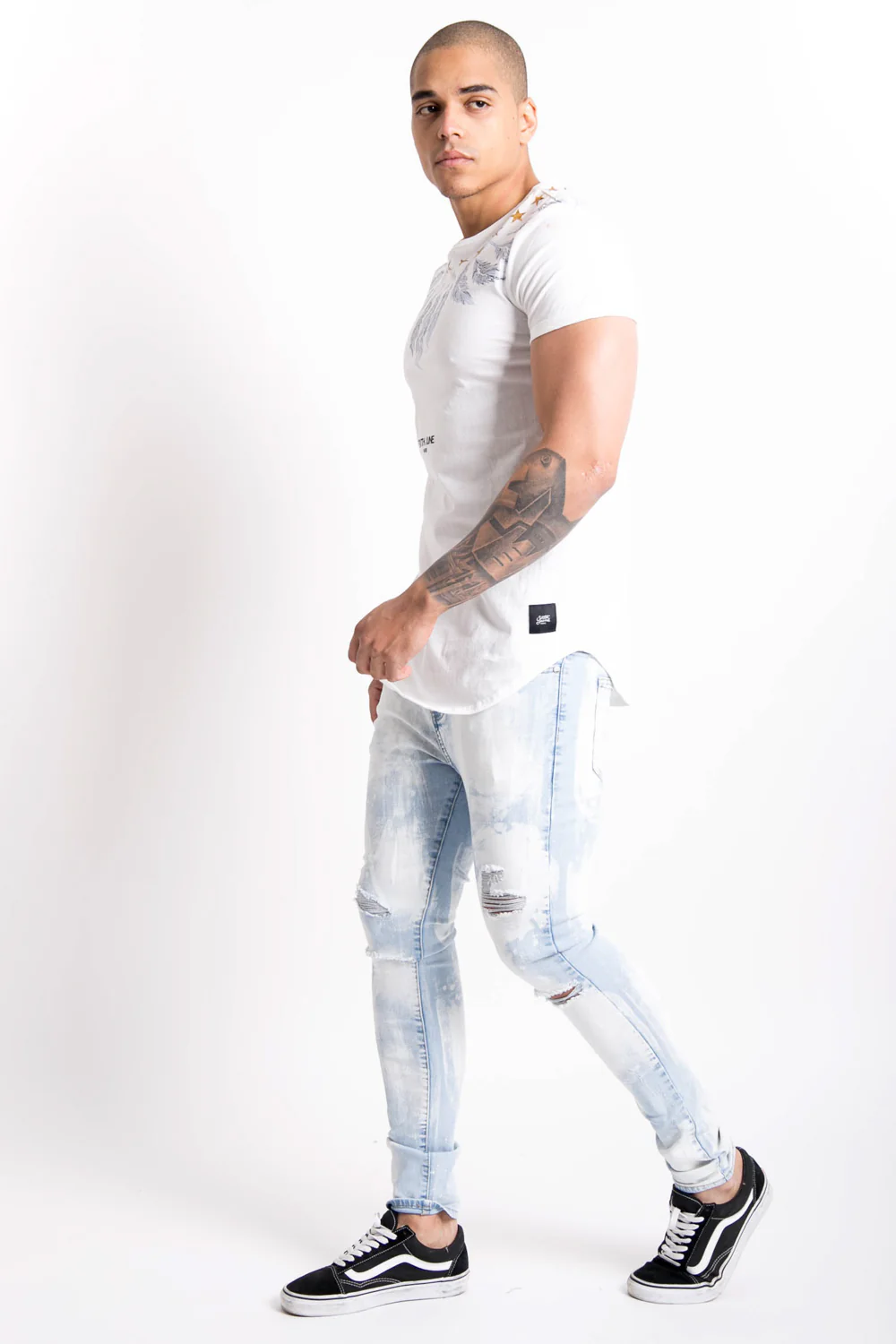T-shirt col étoiles plumes blanc - Image 6