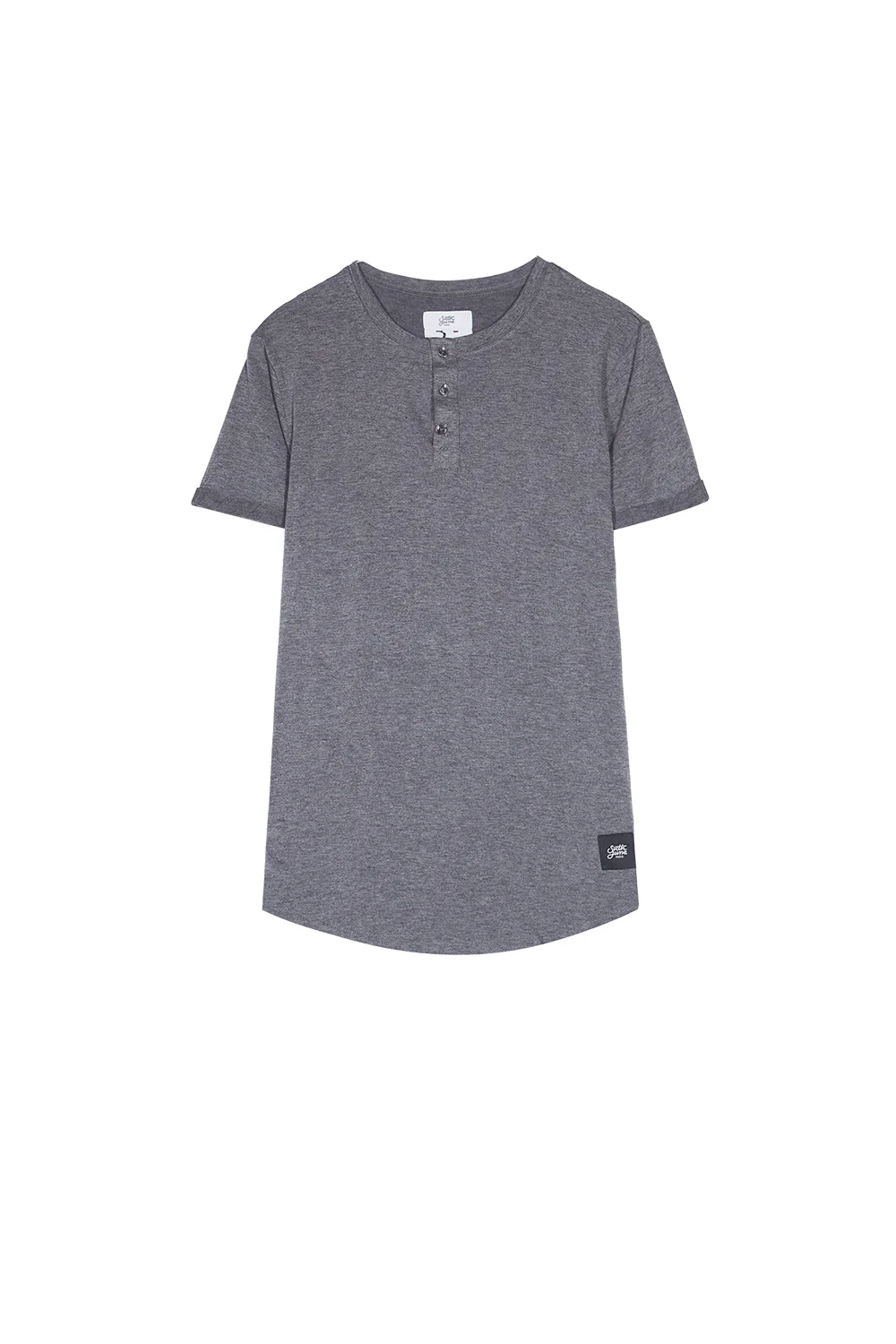 T-shirt col tunisien ajusté gris