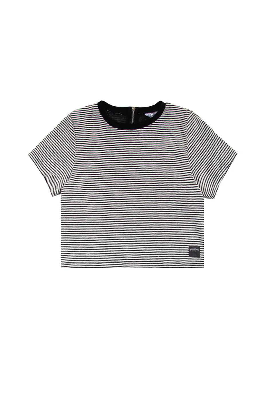 T-shirt crop Femme rayures blanc noir 1044V