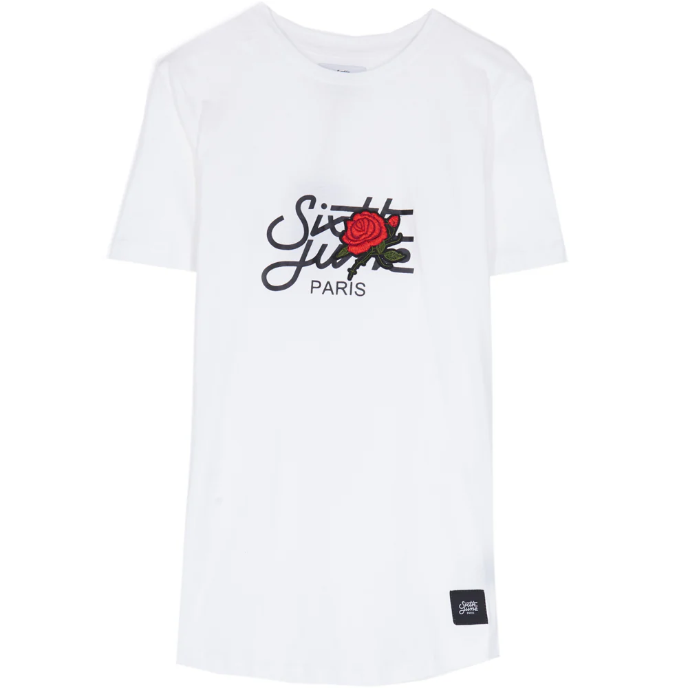 T-shirt grand logo patch rose blanc