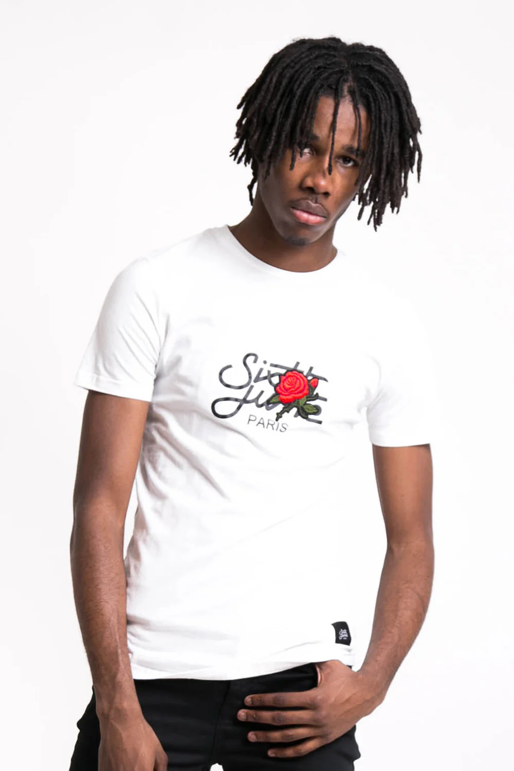 T-shirt grand logo patch rose blanc - Image 2