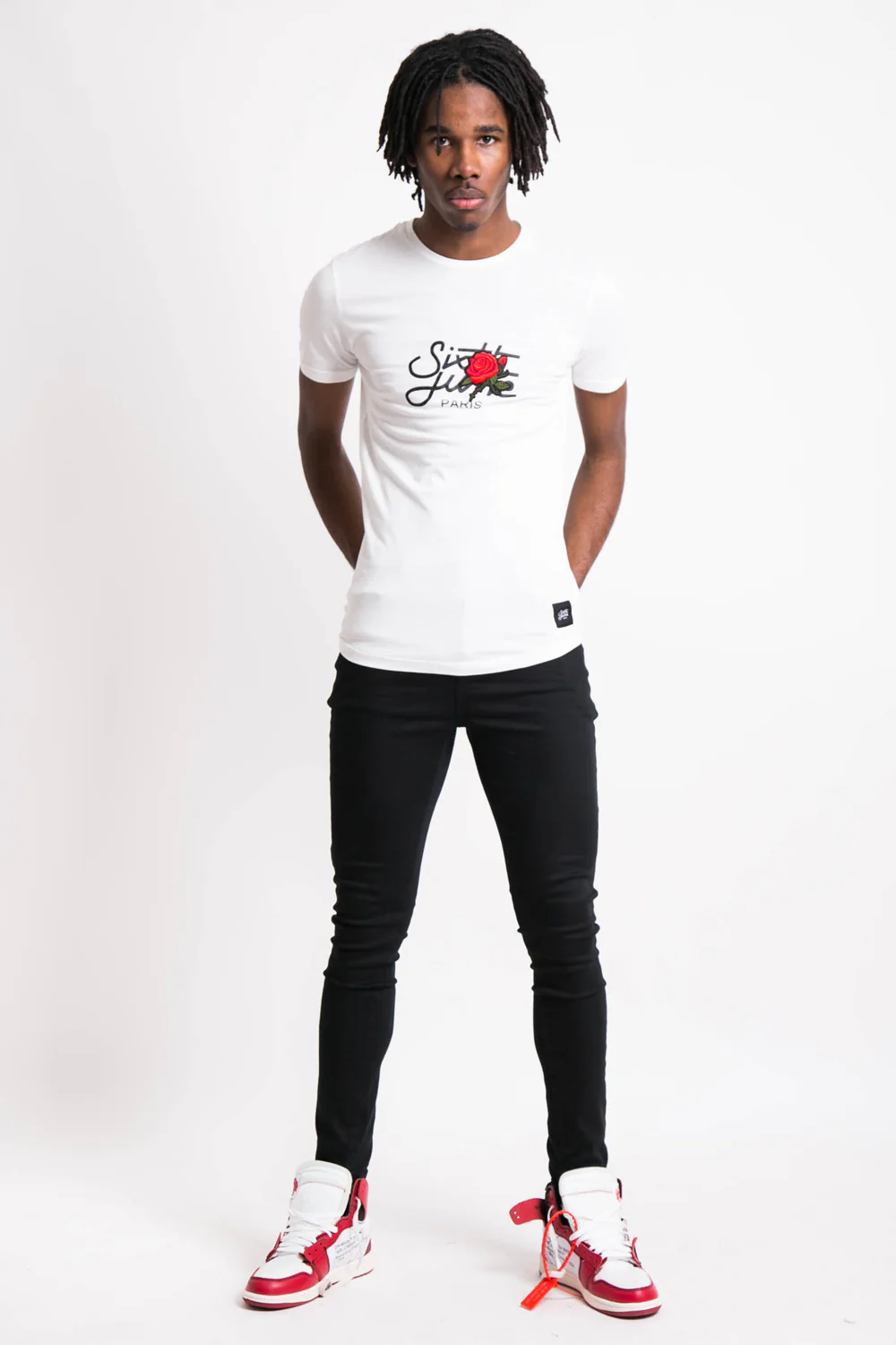 T-shirt grand logo patch rose blanc - Image 4