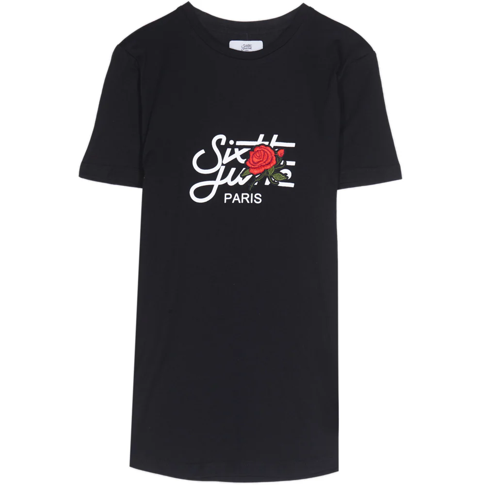 T-shirt grand logo patch rose noir