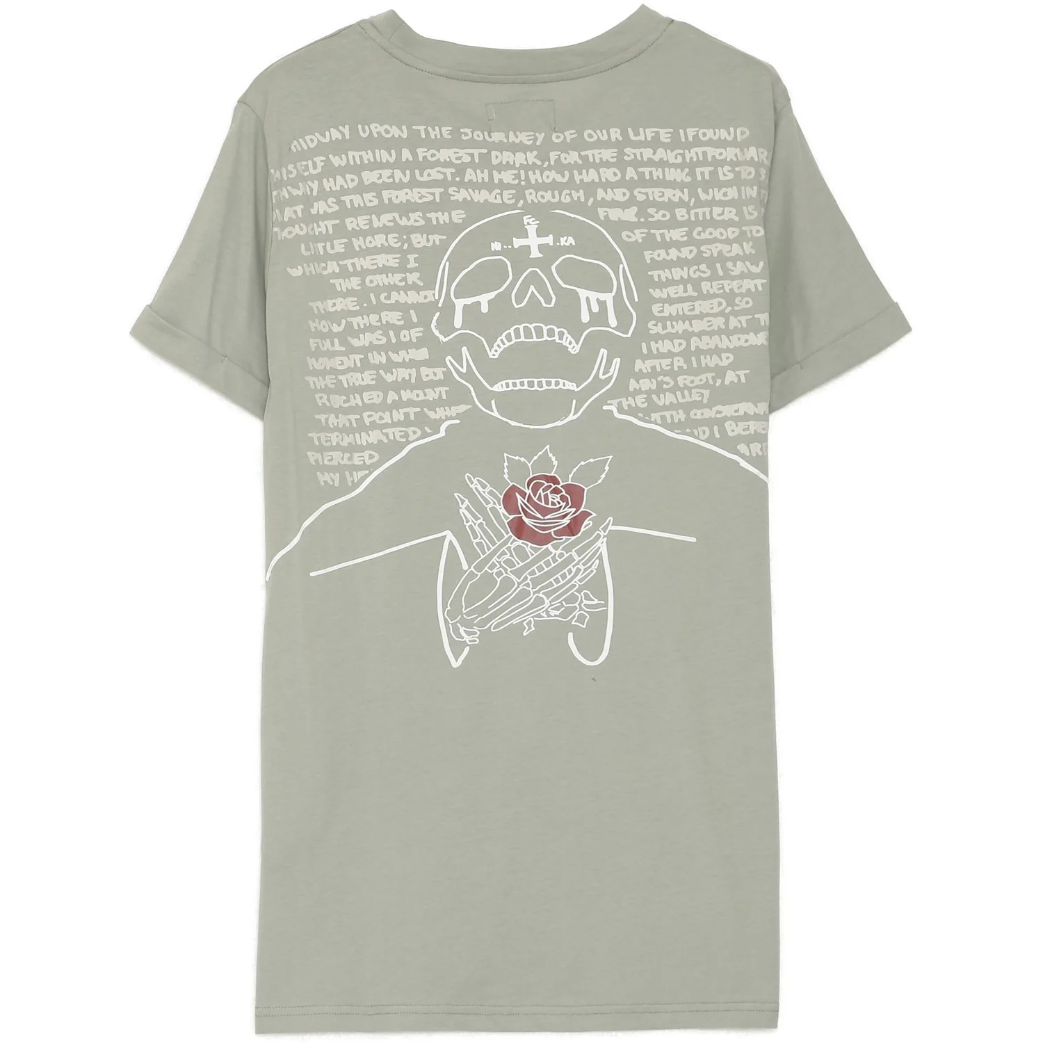 T-shirt imprimé tête de mort vert olive