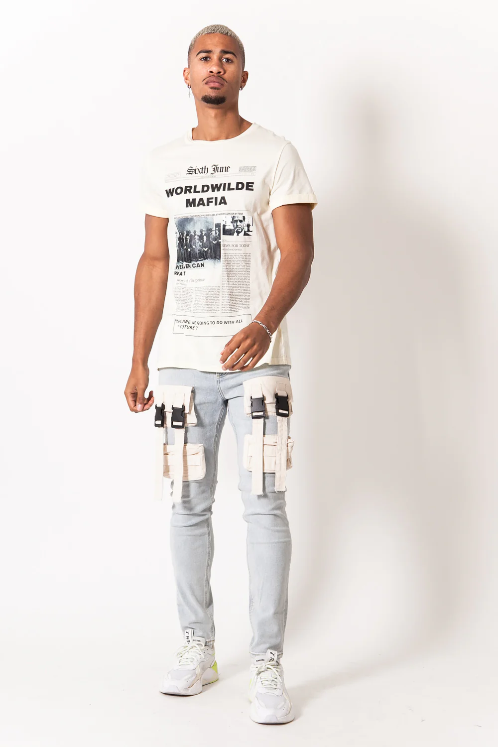 T-shirt imprimé worldwilde mafia beige - Image 6