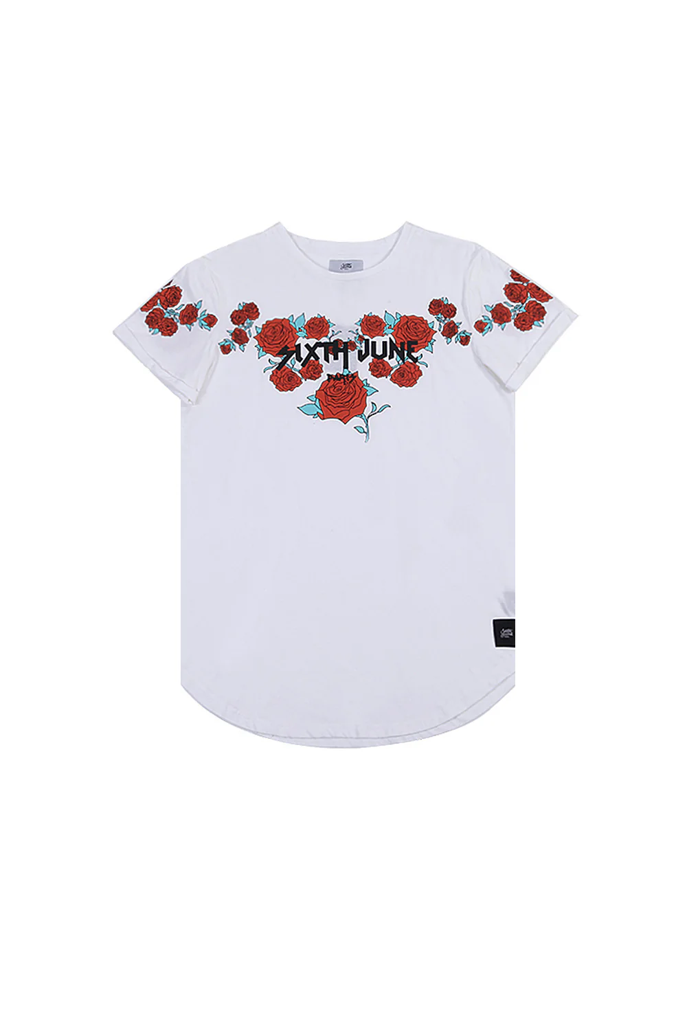 T-shirt roses flock print white M2525VTS