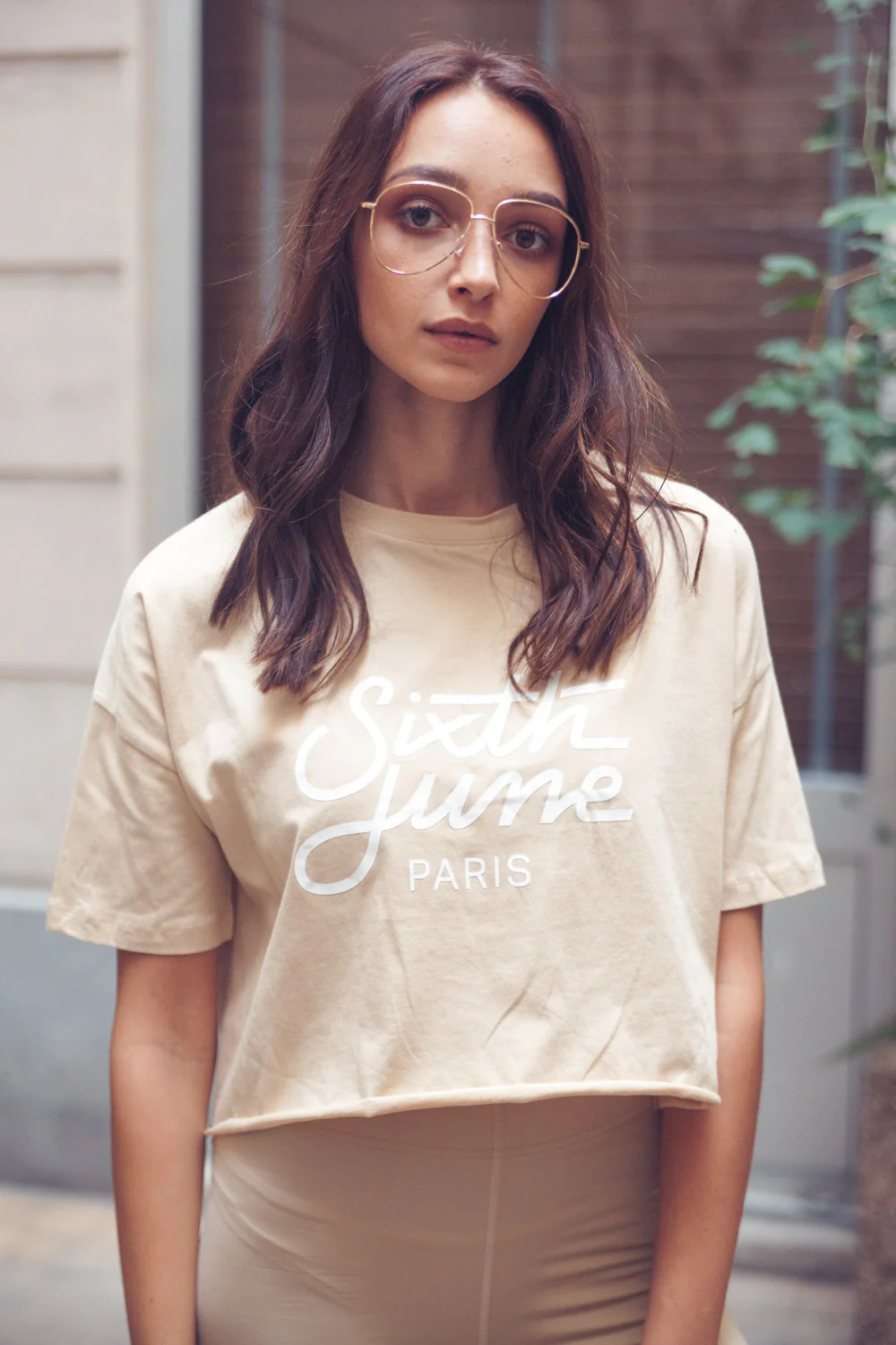 T-shirt large logo beige