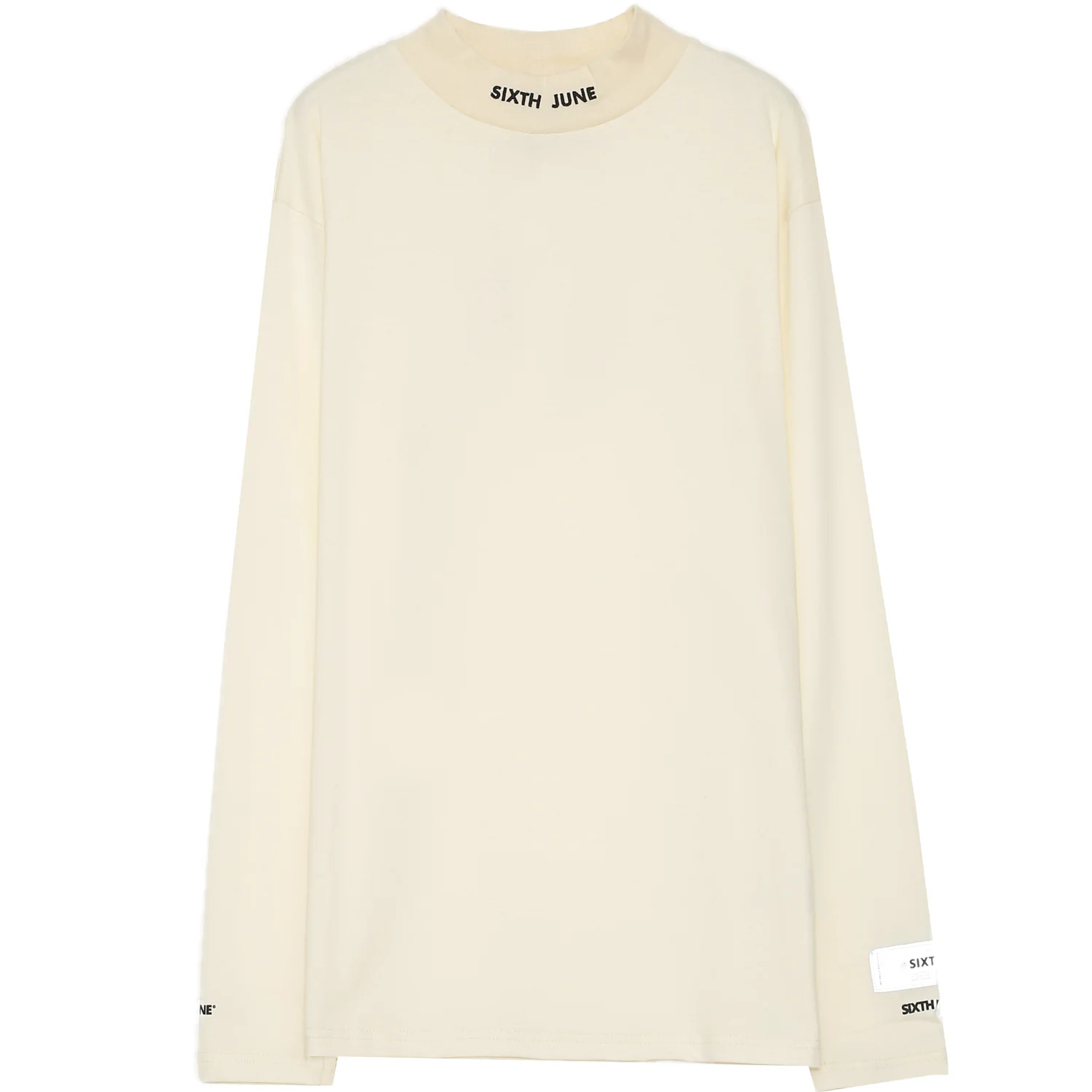 T-shirt col cheminée logo blanc cassé
