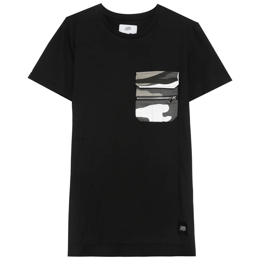 T-shirt poche camouflage noir