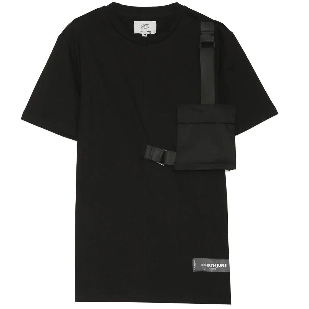 T-shirt poche sangle noir