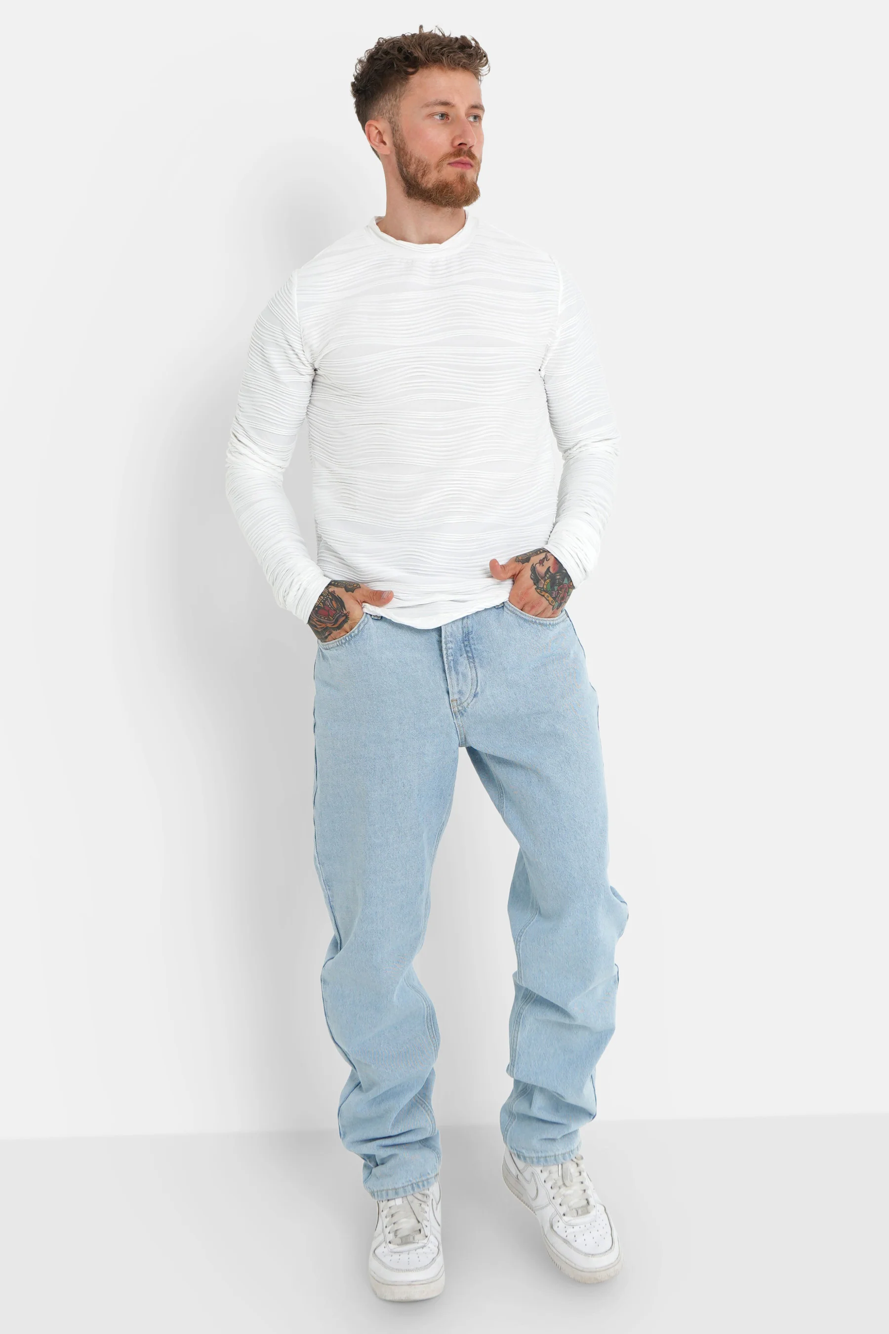 T-shirt relief vagues Blanc - Image 2