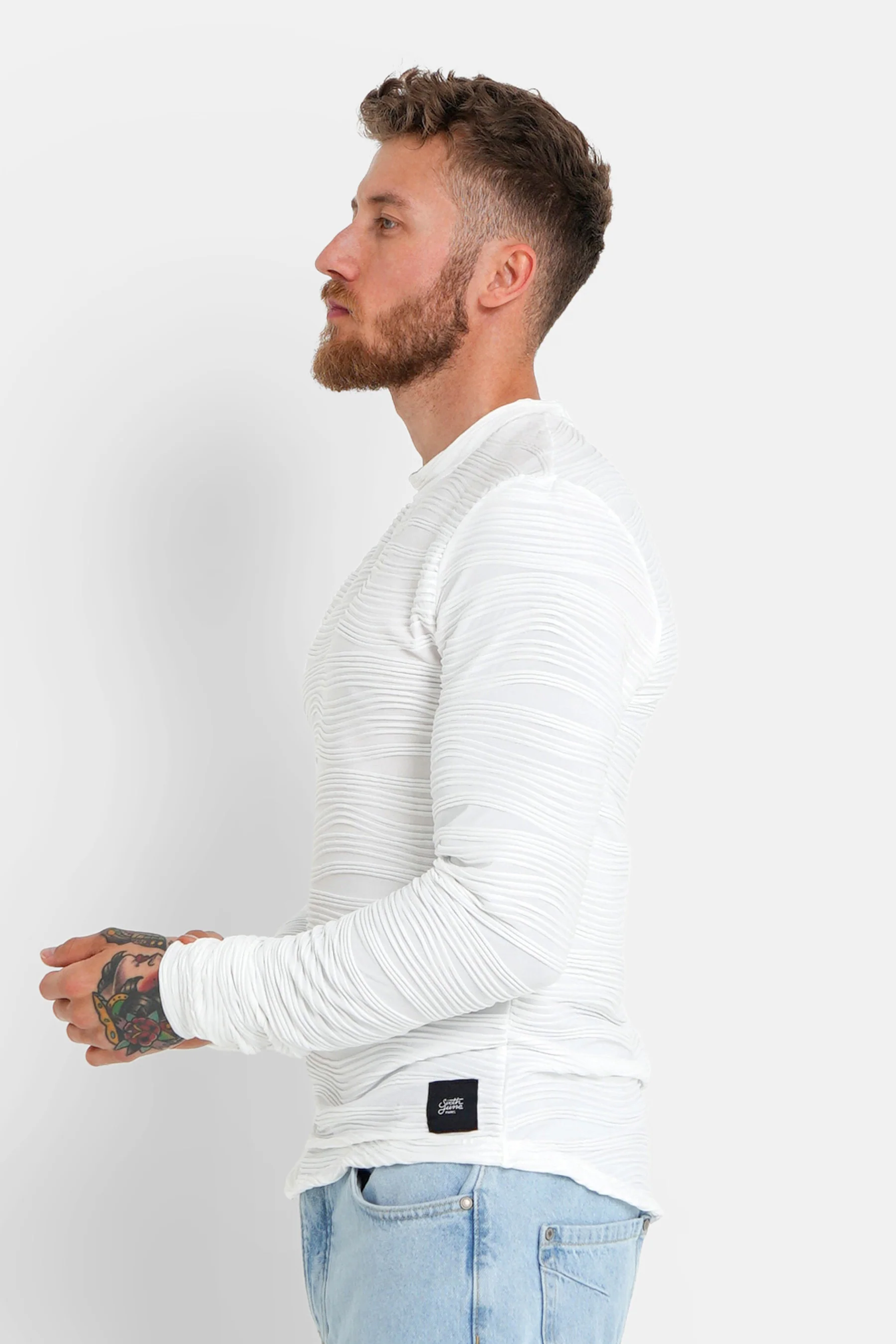 T-shirt relief vagues Blanc - Image 4