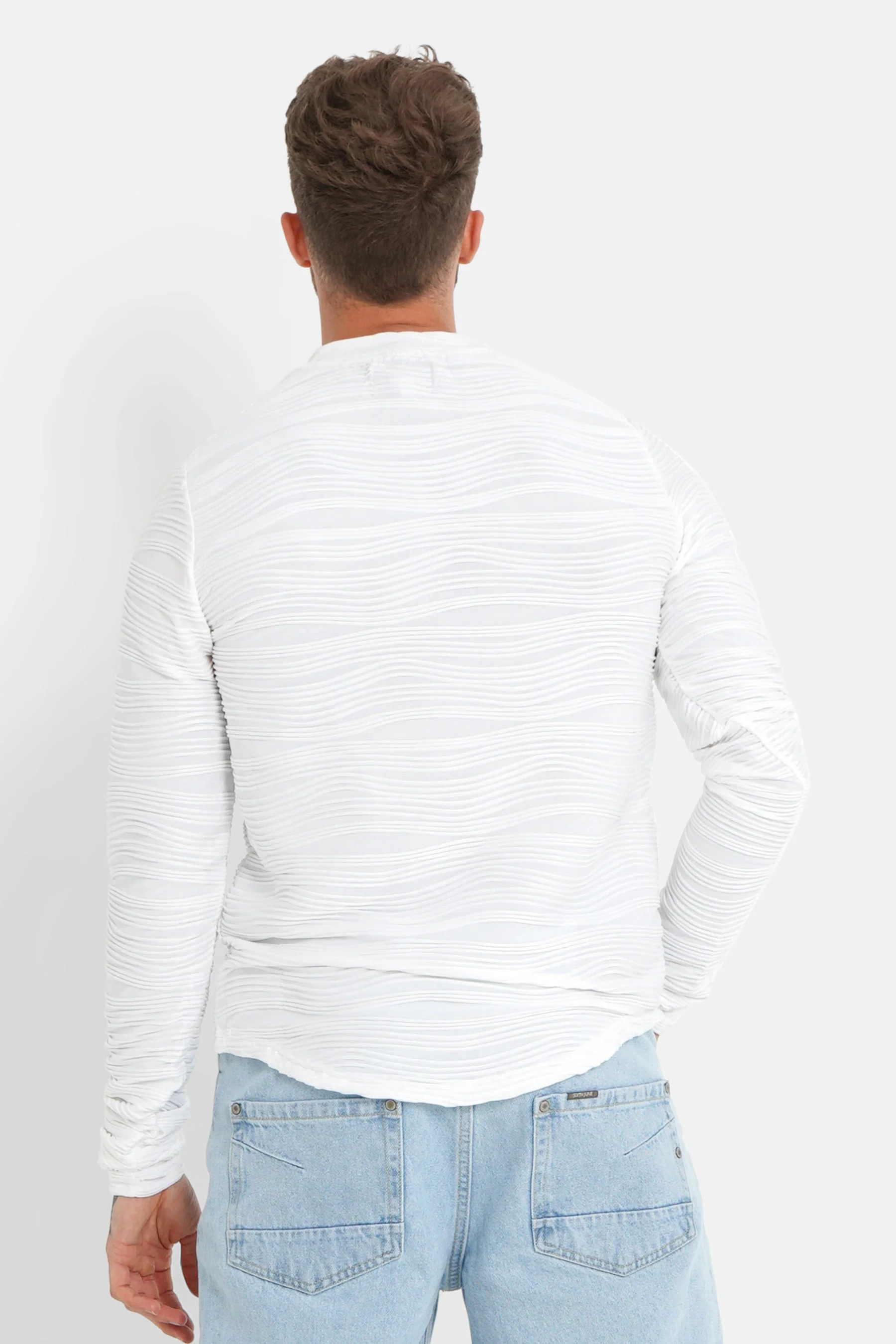 T-shirt relief vagues Blanc - Image 5