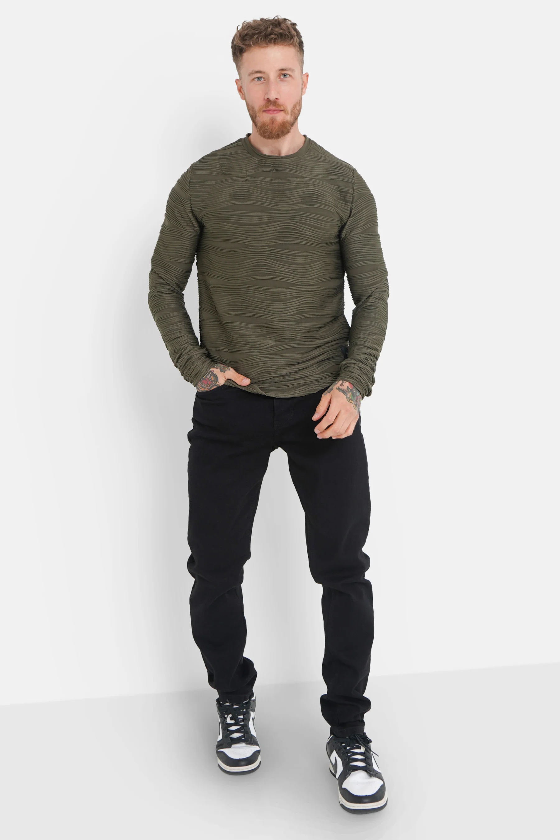 T-shirt relief vagues Vert kaki - Image 2