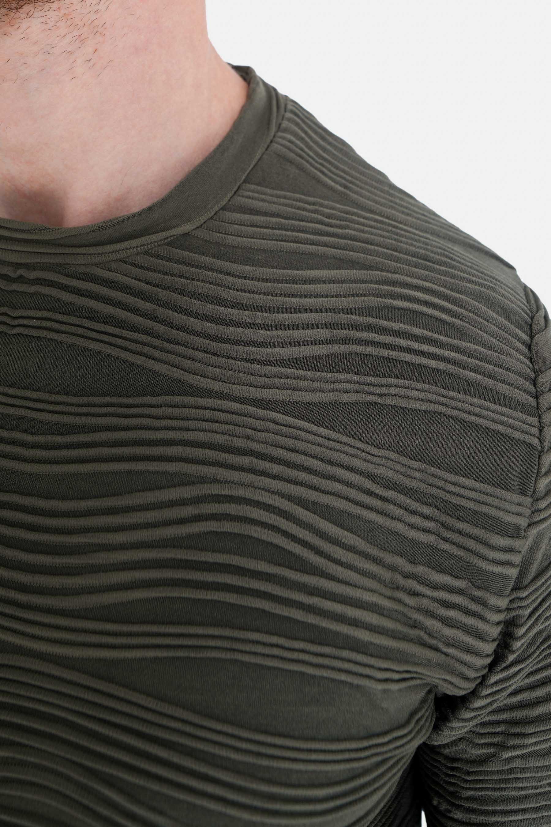 T-shirt relief vagues Vert kaki - Image 3