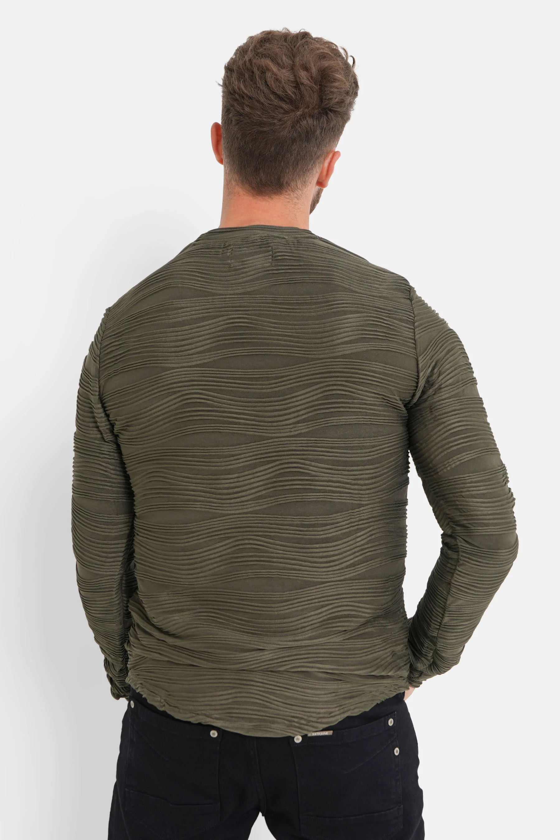 T-shirt relief vagues Vert kaki - Image 5