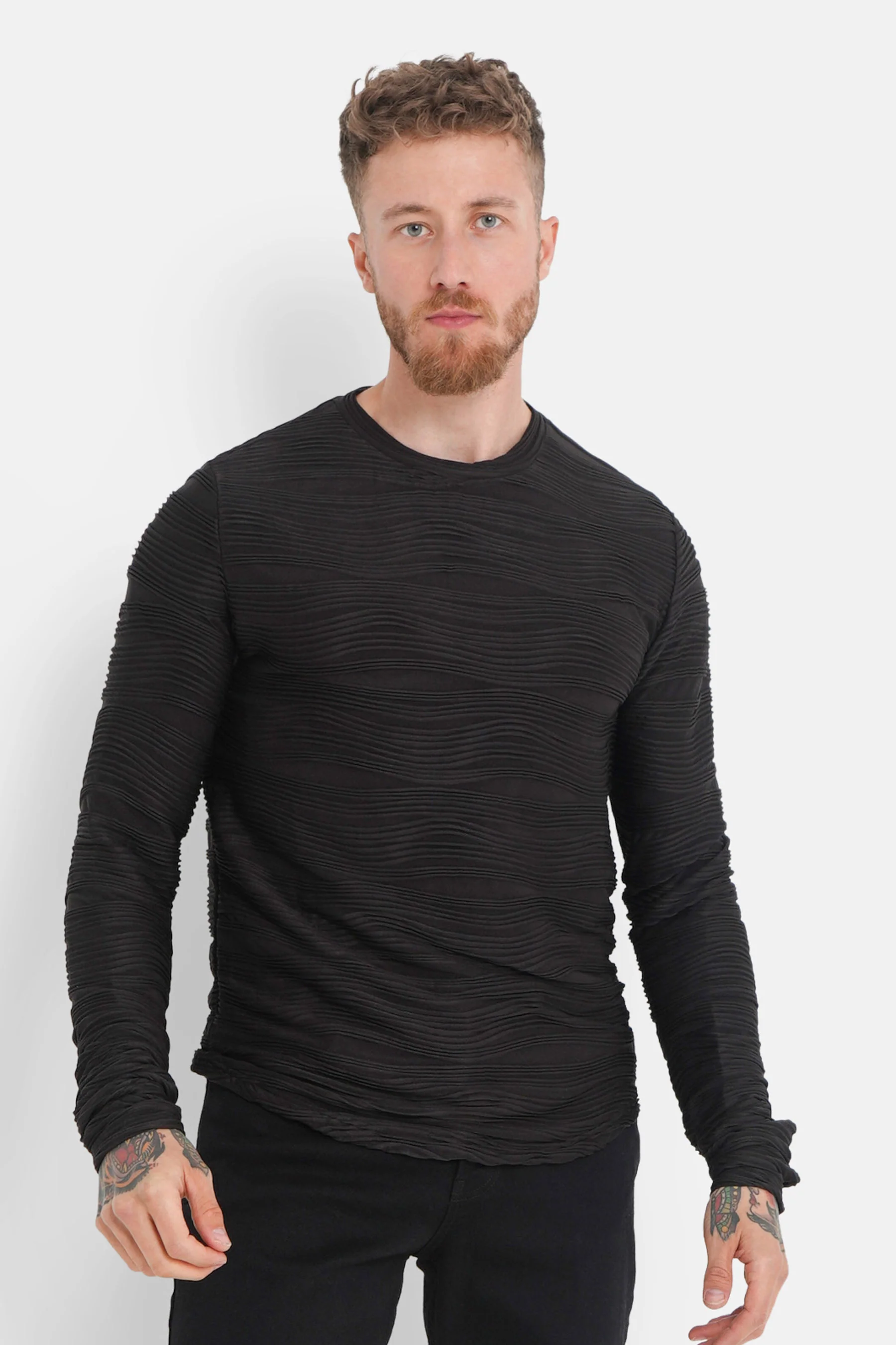 T-shirt relief vagues Noir