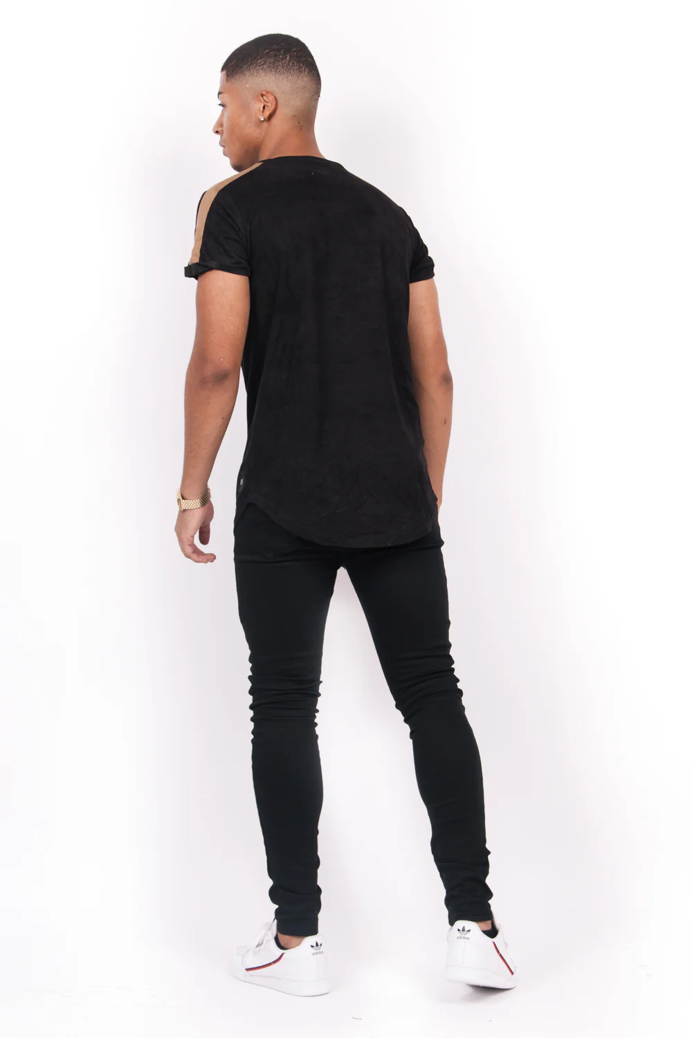 T-shirt suédine bandes noir - Image 5