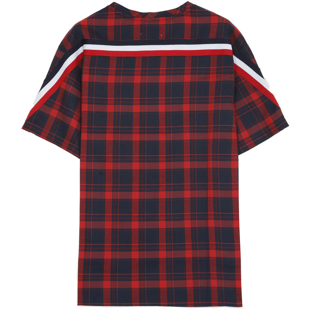 T-shirt tartan logo signature rouge bleu - Image 6