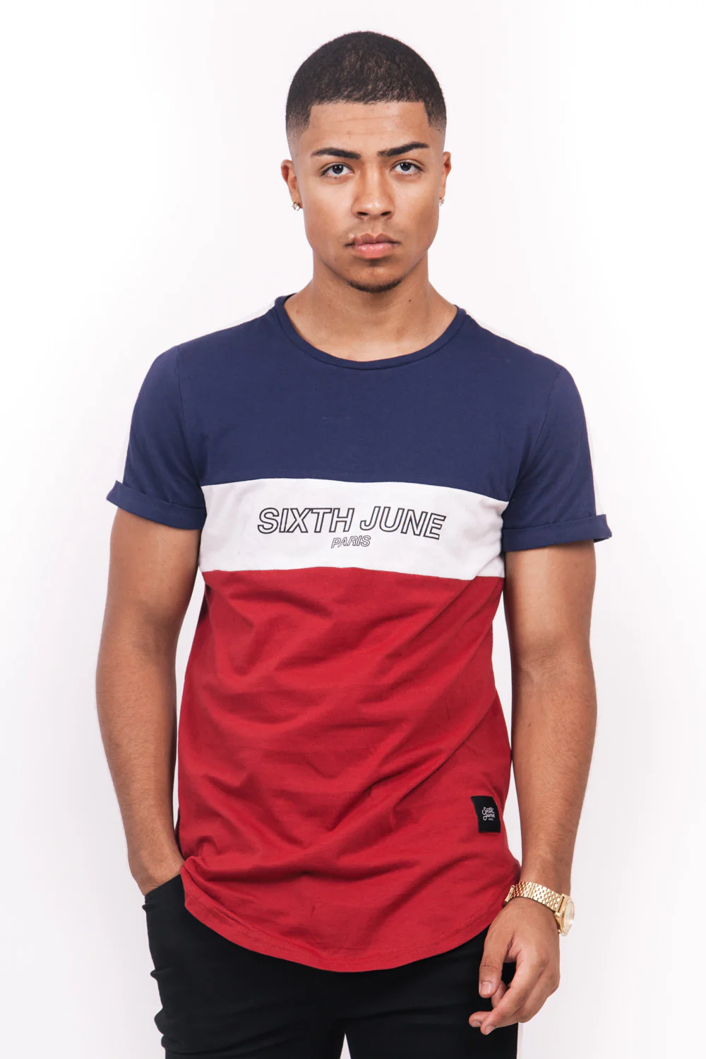 T-shirt tricolore texte bleu rouge blanc - Image 2