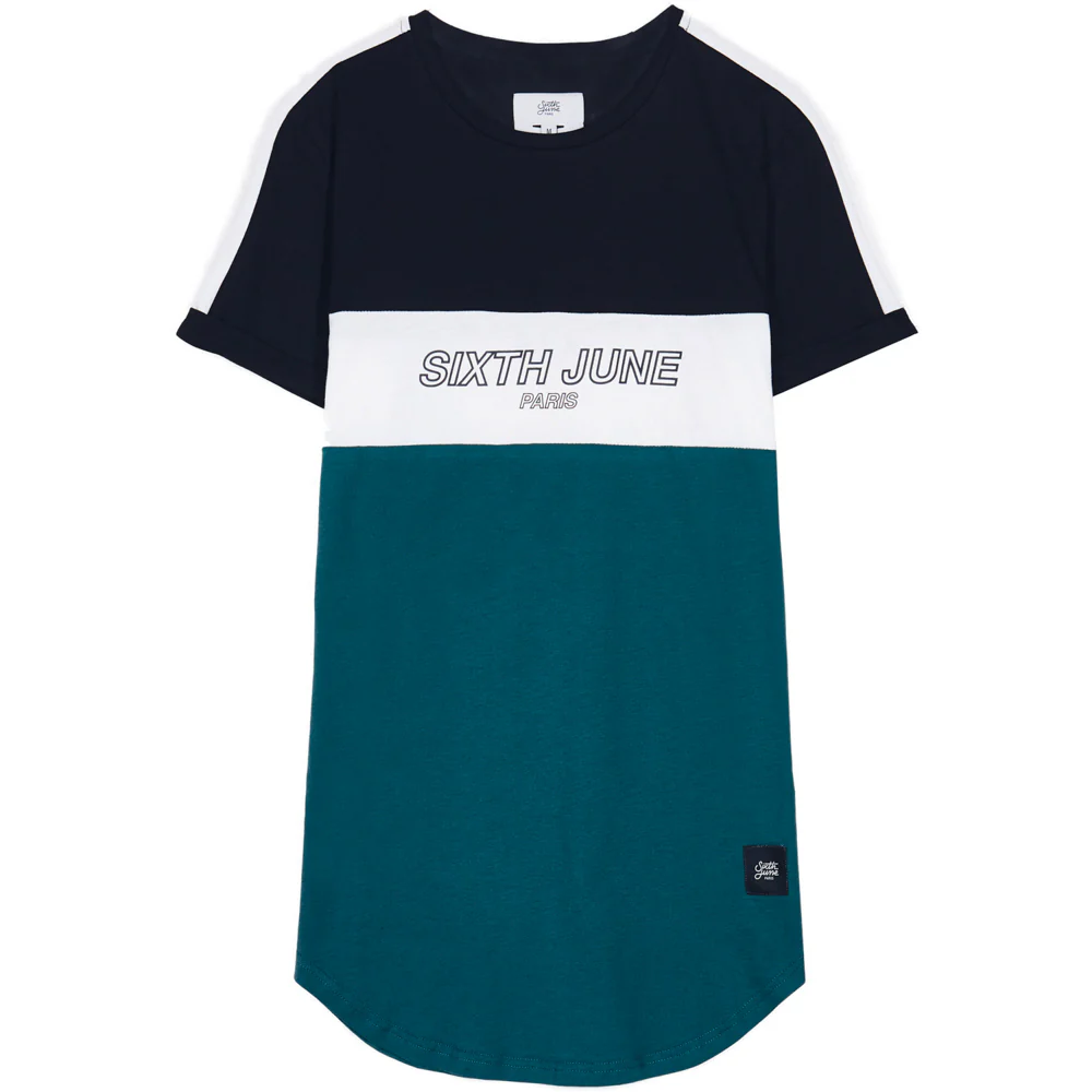 T-shirt tricolore texte noir vert blanc