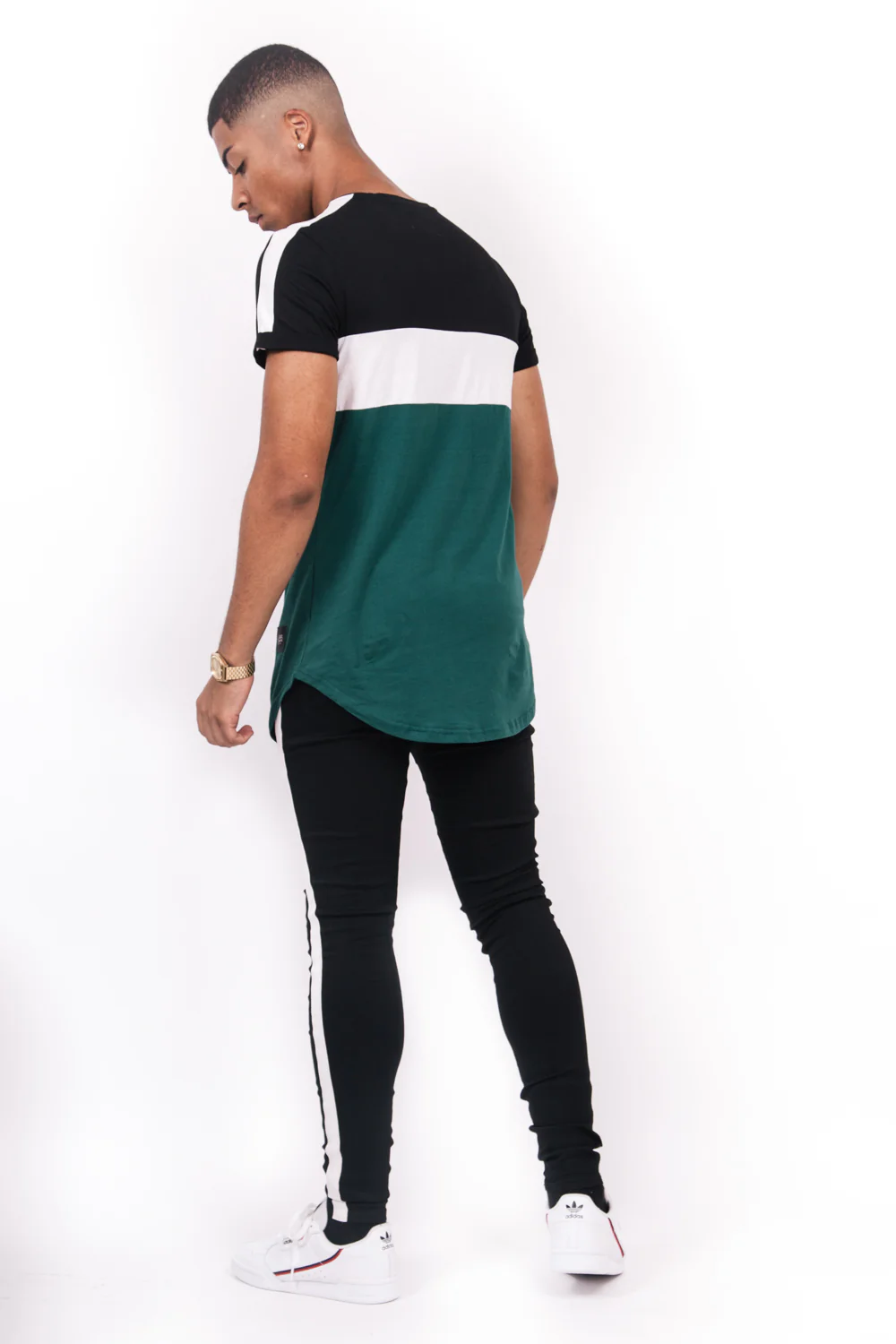 T-shirt tricolore texte noir vert blanc - Image 4