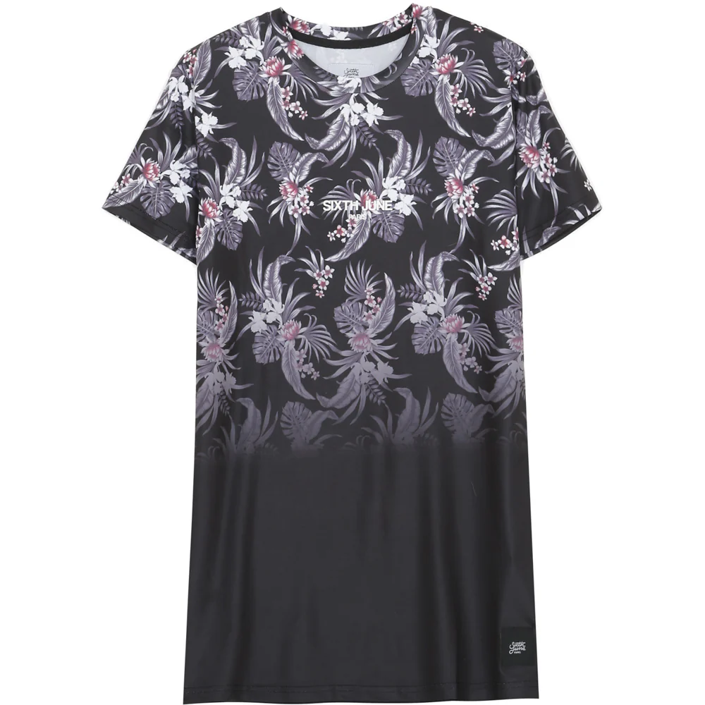 T-Shirt tropical dégradé noir gris