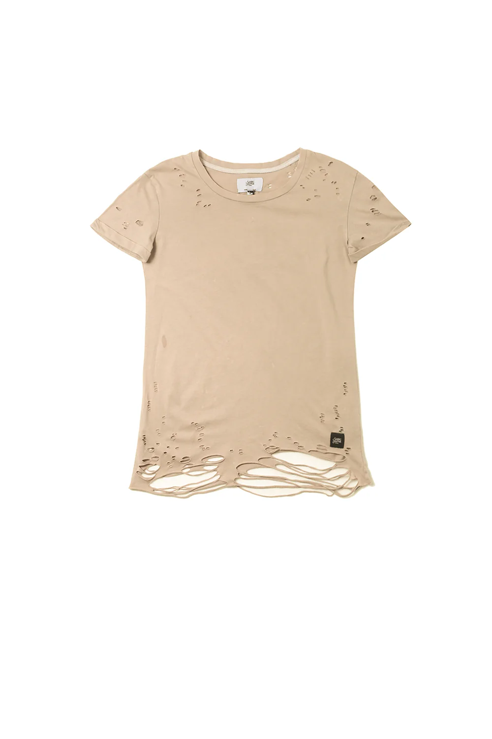 T-shirt uni destroy Femme beige W2370VTS