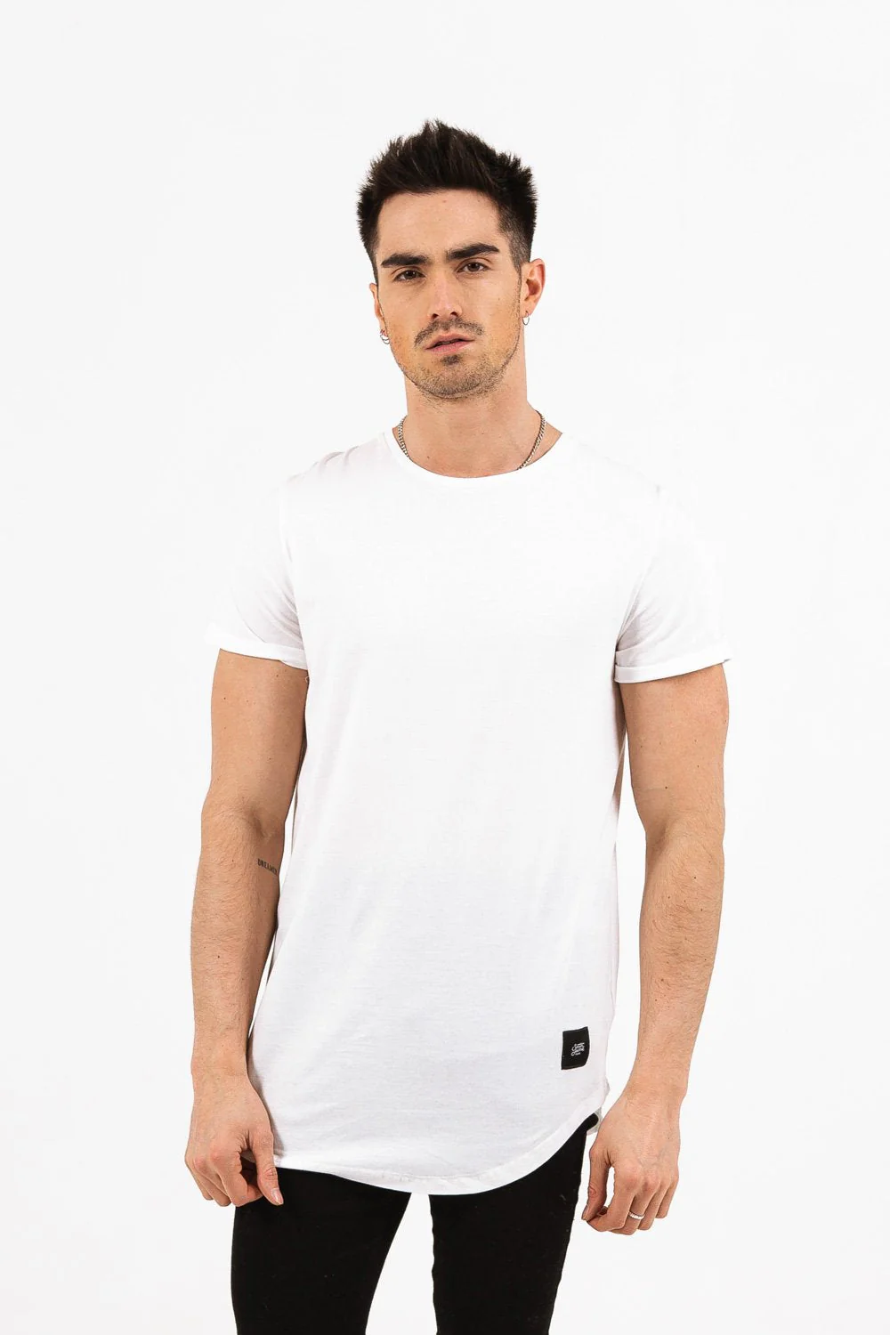 T-shirt bas arrondi Blanc