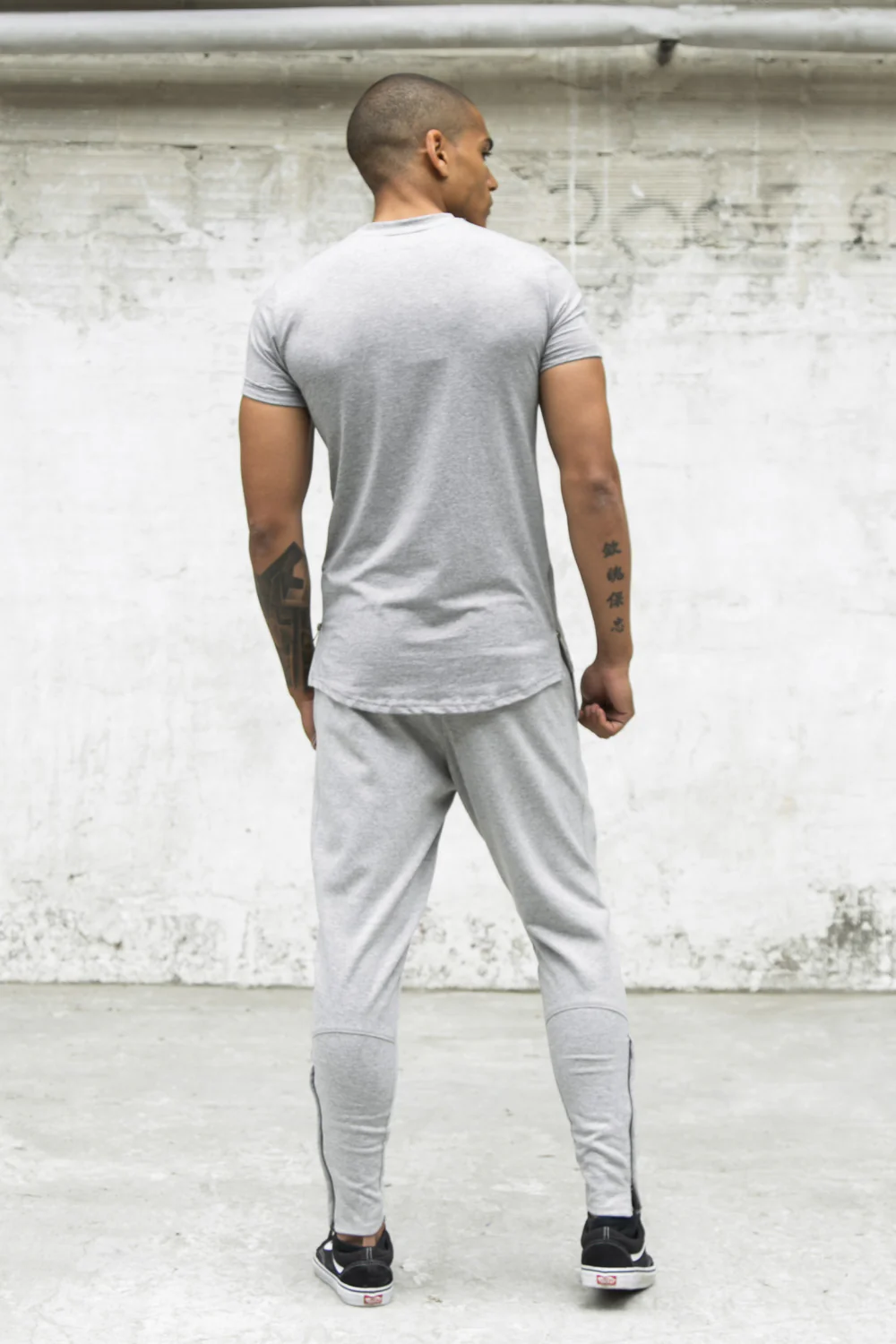 T-shirt zips côtés gris clair - Image 3
