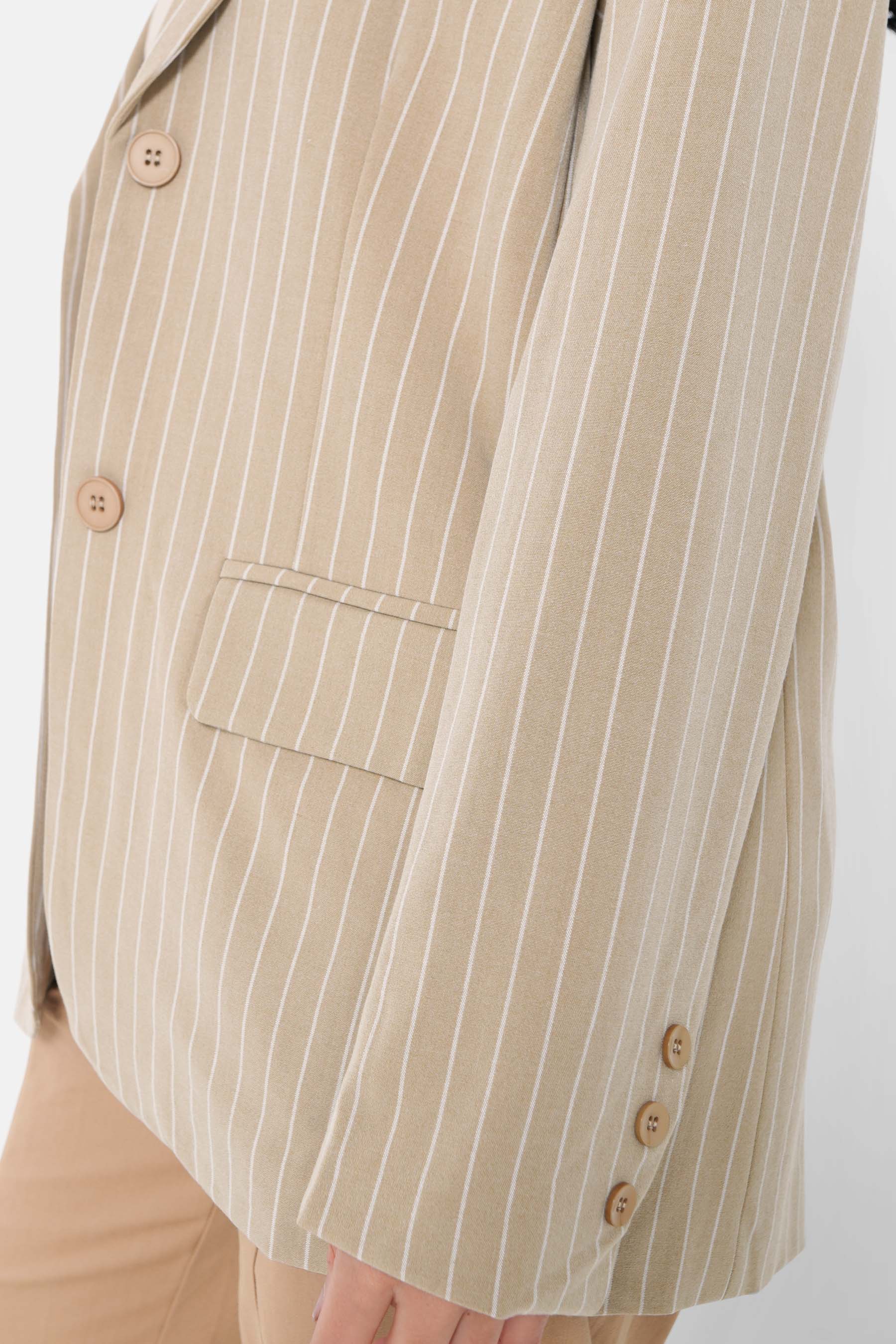 Veste tailleur rayée large Beige - Image 4