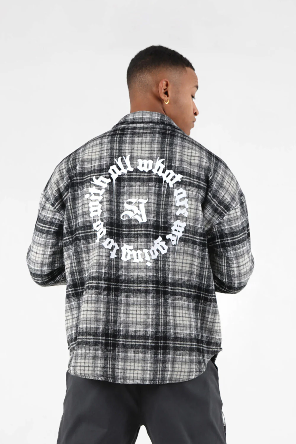 Chemise polaire tartan Gris foncé