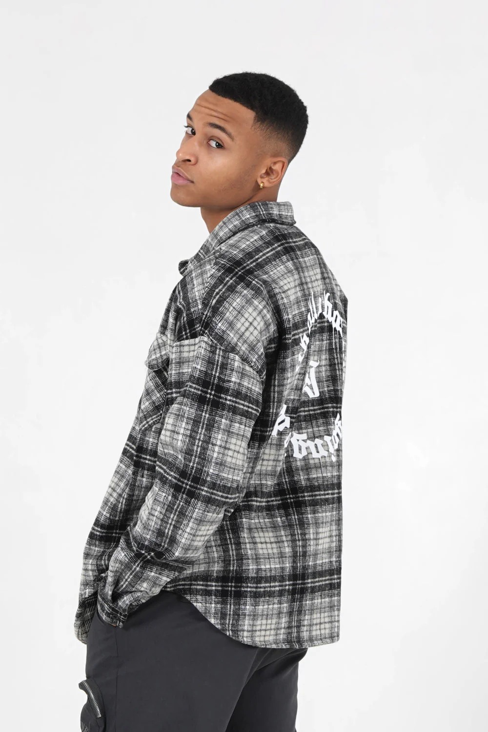 Chemise polaire tartan Gris foncé - Image 4