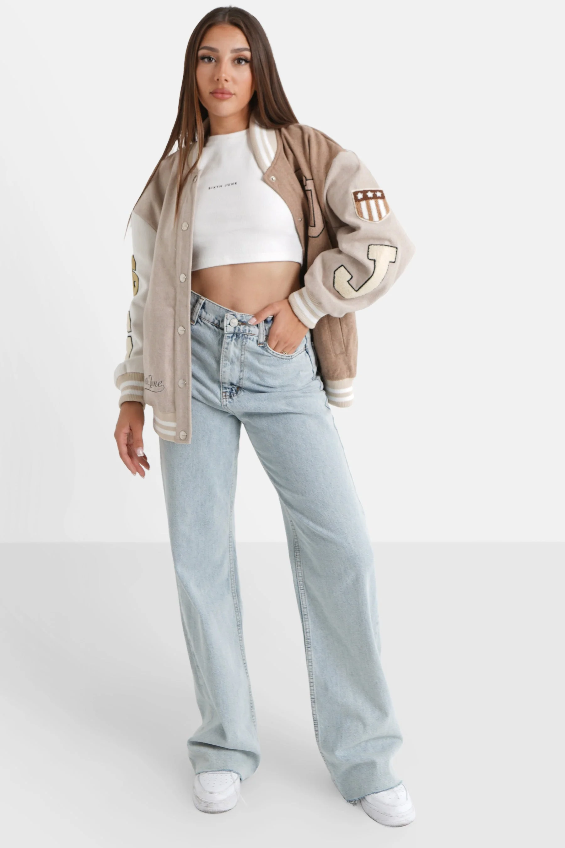 Veste universitaire bicolore Beige - Image 2