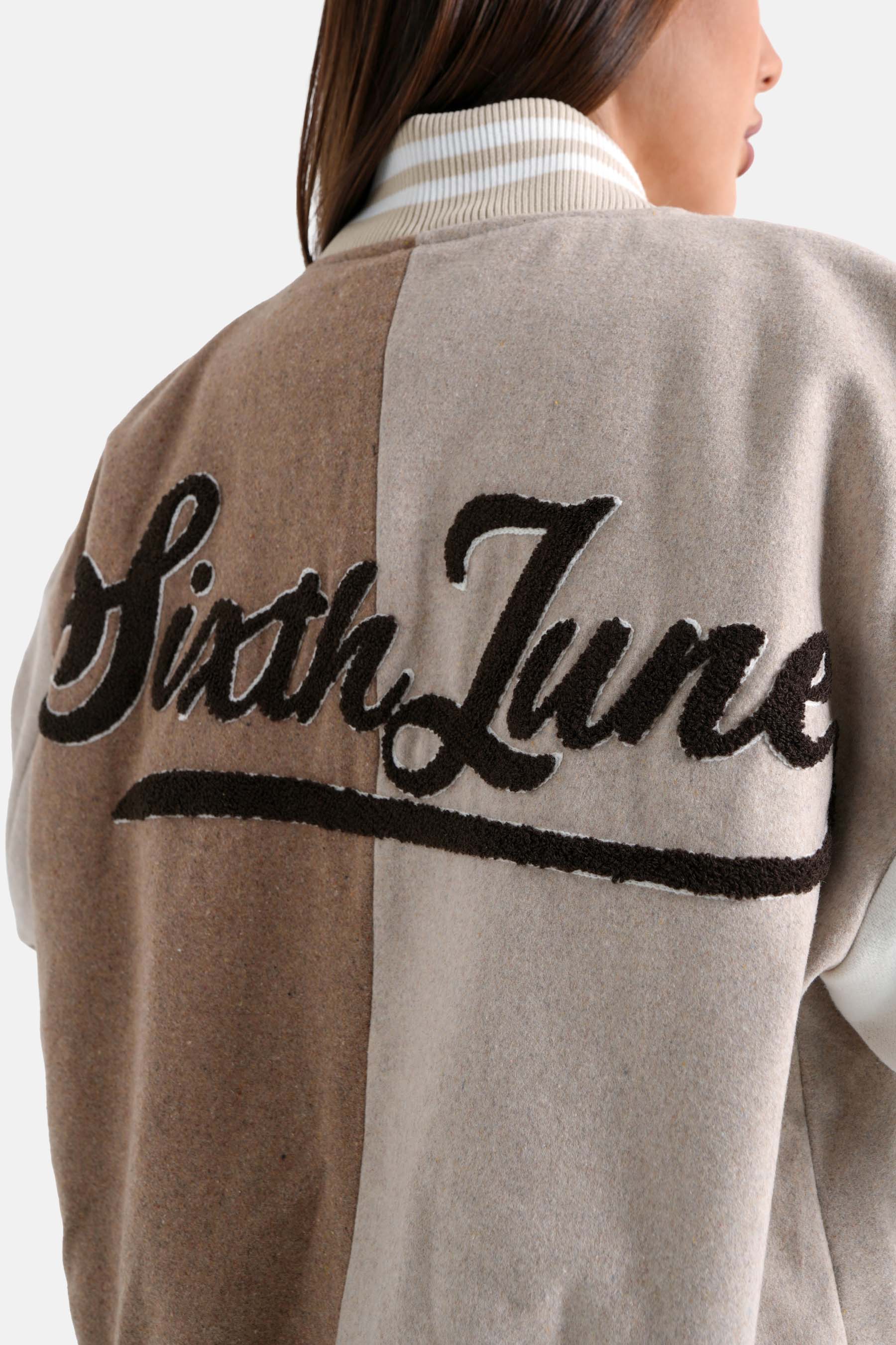 Veste universitaire bicolore Beige - Image 4