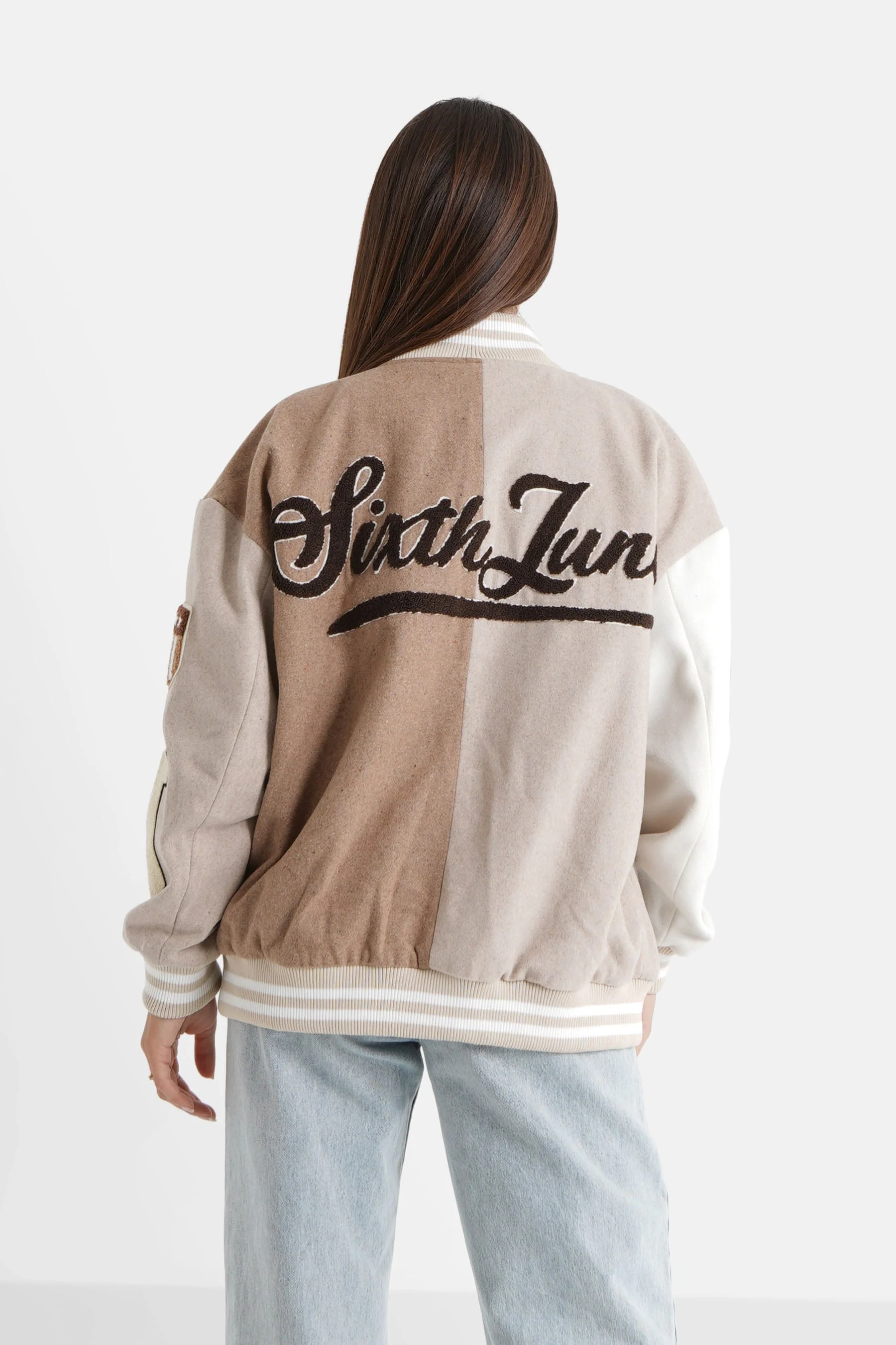 Veste universitaire bicolore Beige - Image 5
